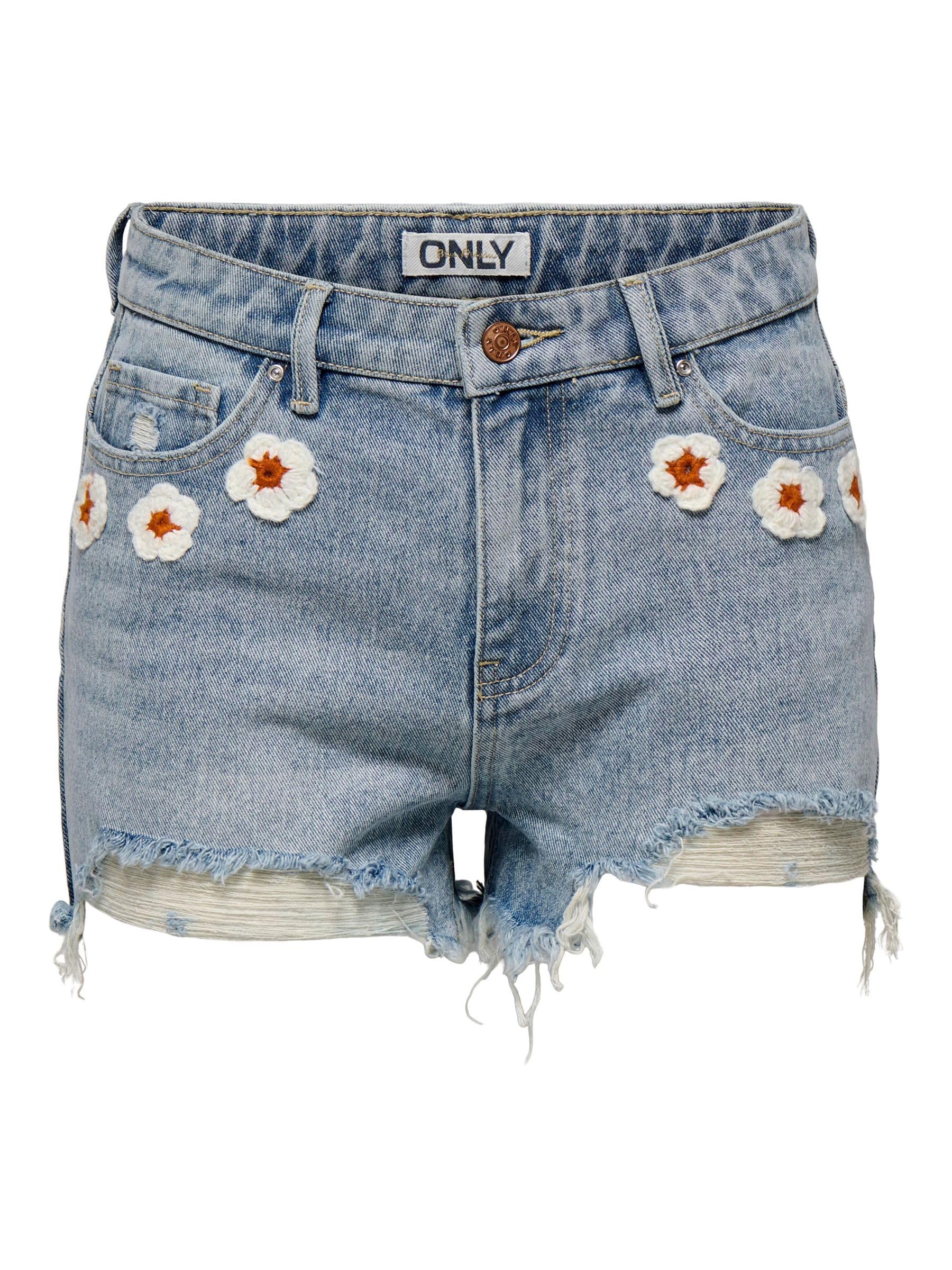ONLY Onlpacy Hw Crochet DNM Short Bj, Bleu Jeans Clair, M Femme