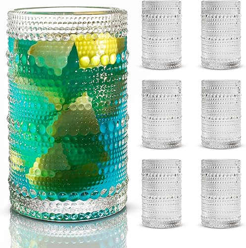 Miniatura 10 de Vasos de Beber Hobnail, Juego de Vasos Vintage de 6 Piezas, Vasos Vintage de 16.2 oz, Vasos de Burbujas para Beber, Vasos Hobnail, Vasos de Cristal
