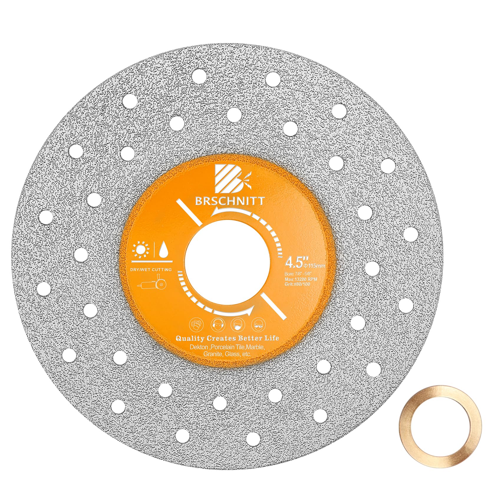 BRSCHNITT Rock Slab Grinding Disc - 4.5 inch(115MM) Glass Cutter Disc, Granite Cutting Disc, Diamond Grinder Wheel for Rock Slab, Stone, Tile, Marble, Granite, Glass Diamond Cutting Discs