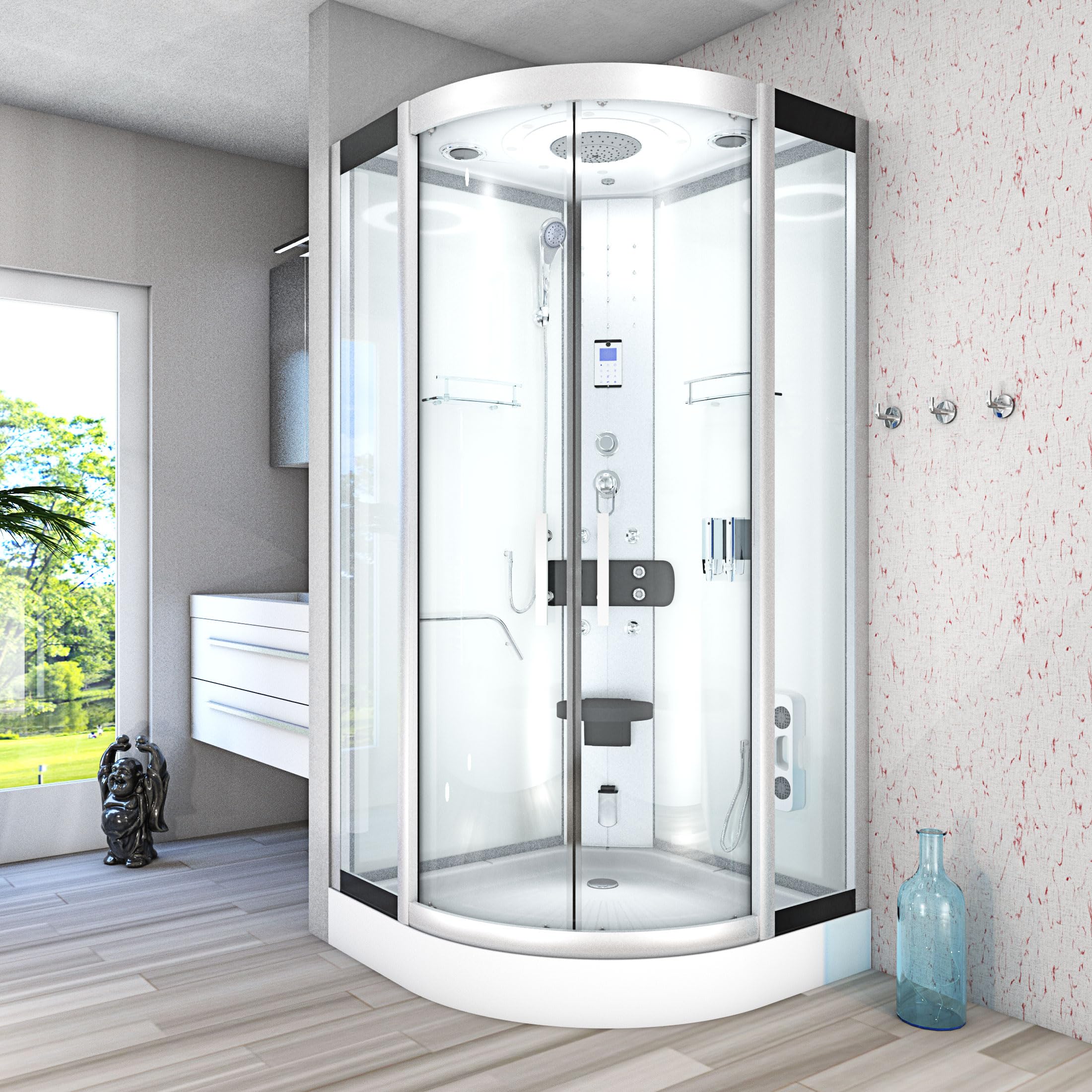 AcquaVapore Dampfdusche Duschkabine Sauna Dusche D58-20T2-EC 100x100 cm mit 2K Scheiben Versiegelung
