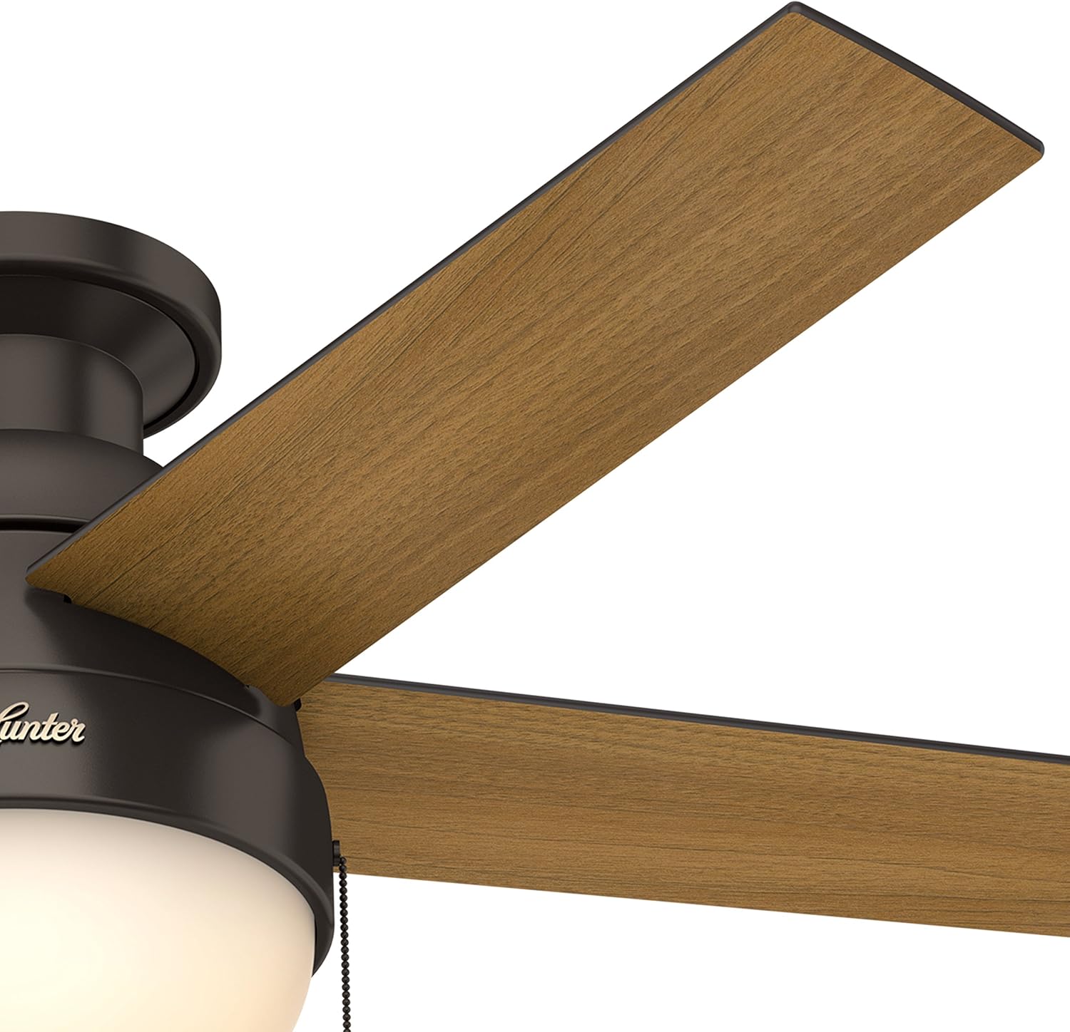 Hunter Fan 46 inch Contemporary Low Profile Ceiling Fan with Light Kit in Premier Bronze (Renewed)