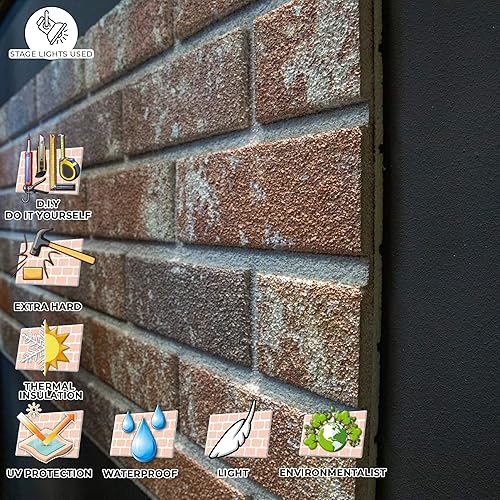 Miniatura 3 de IZODEKOR Paneles de pared 3D efecto ladrillo, revestimiento, aspecto de piedra, revestimiento de espuma de poliestireno para sala de estar, cocina,