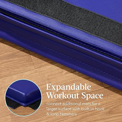 Miniatura 7 de Best Choice Products Tapete plegable de gimnasio de 10 x 4 x 2 pulgadas, 4 paneles para ejercicio, gimnasia, aeróbicos, entrenamiento, fitness, con