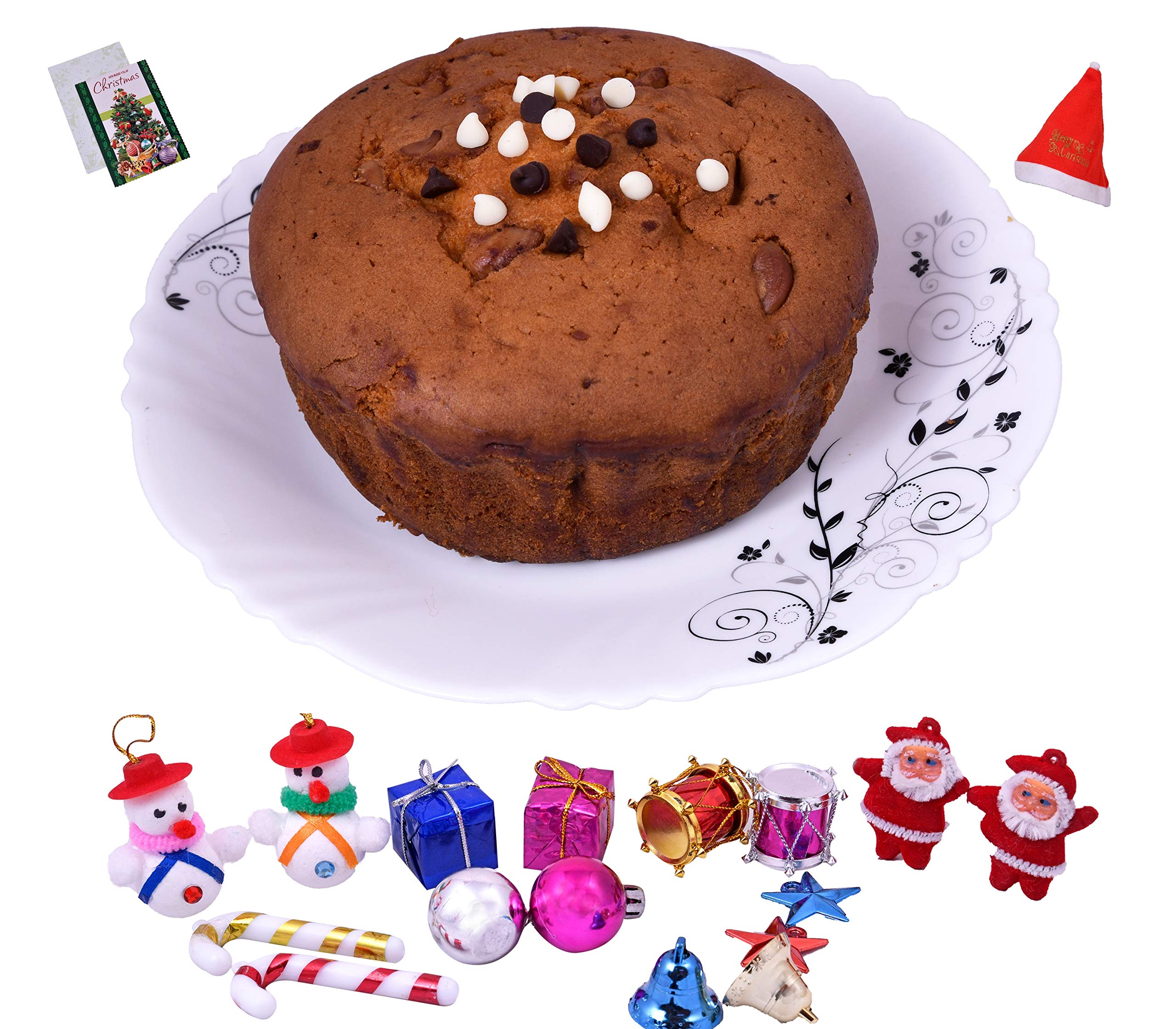 MANTOUSS Christmas Gift of Cake-Christmas Plum Cake(300gms) + Christmas Card + Santa Cap + Christmas Tree Decoration Set-image-17