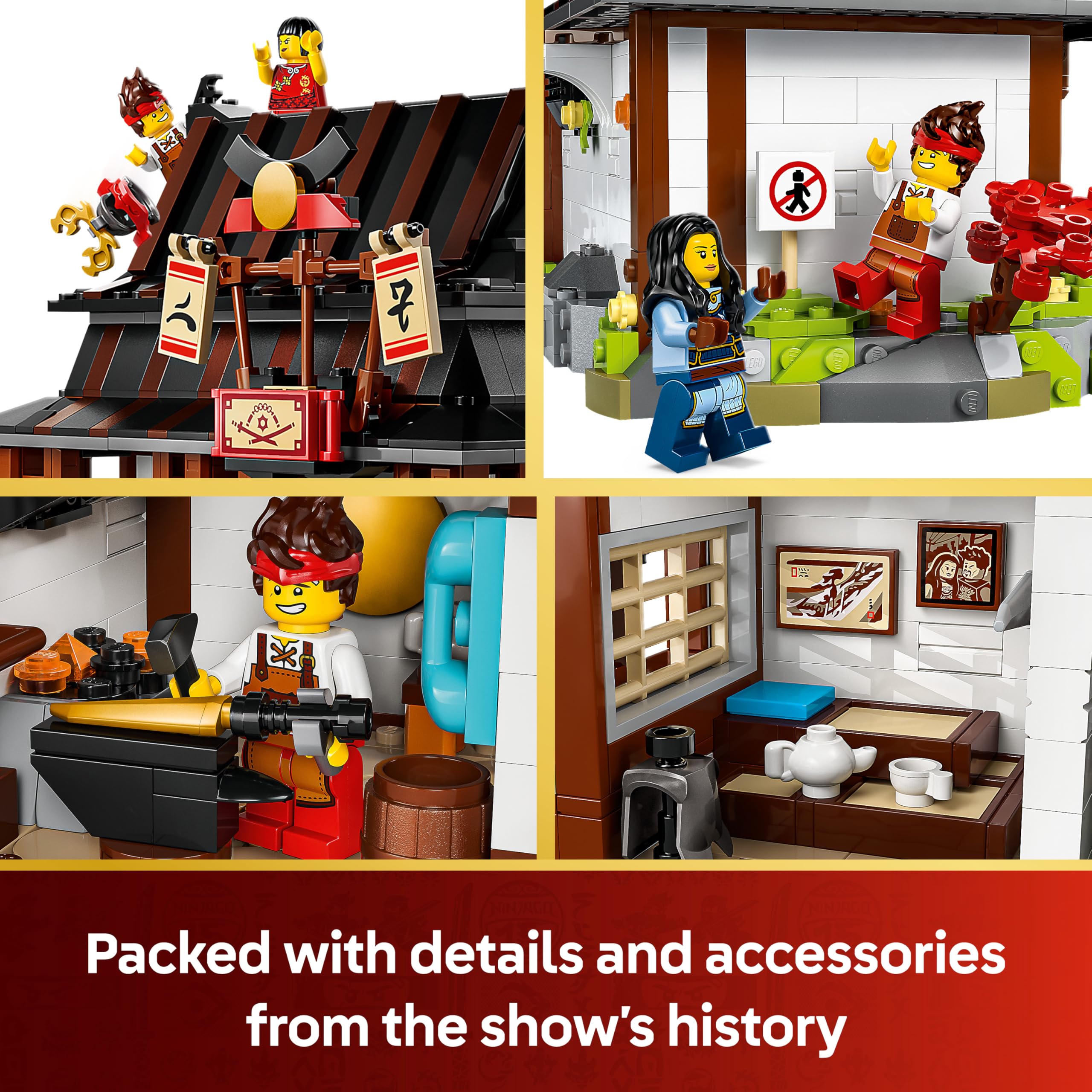 LEGO NINJAGO Four Weapons Blacksmith 15th Anniversary, Ninja House Toy w/Collectible Minifigure & Trading Cards - Image 4