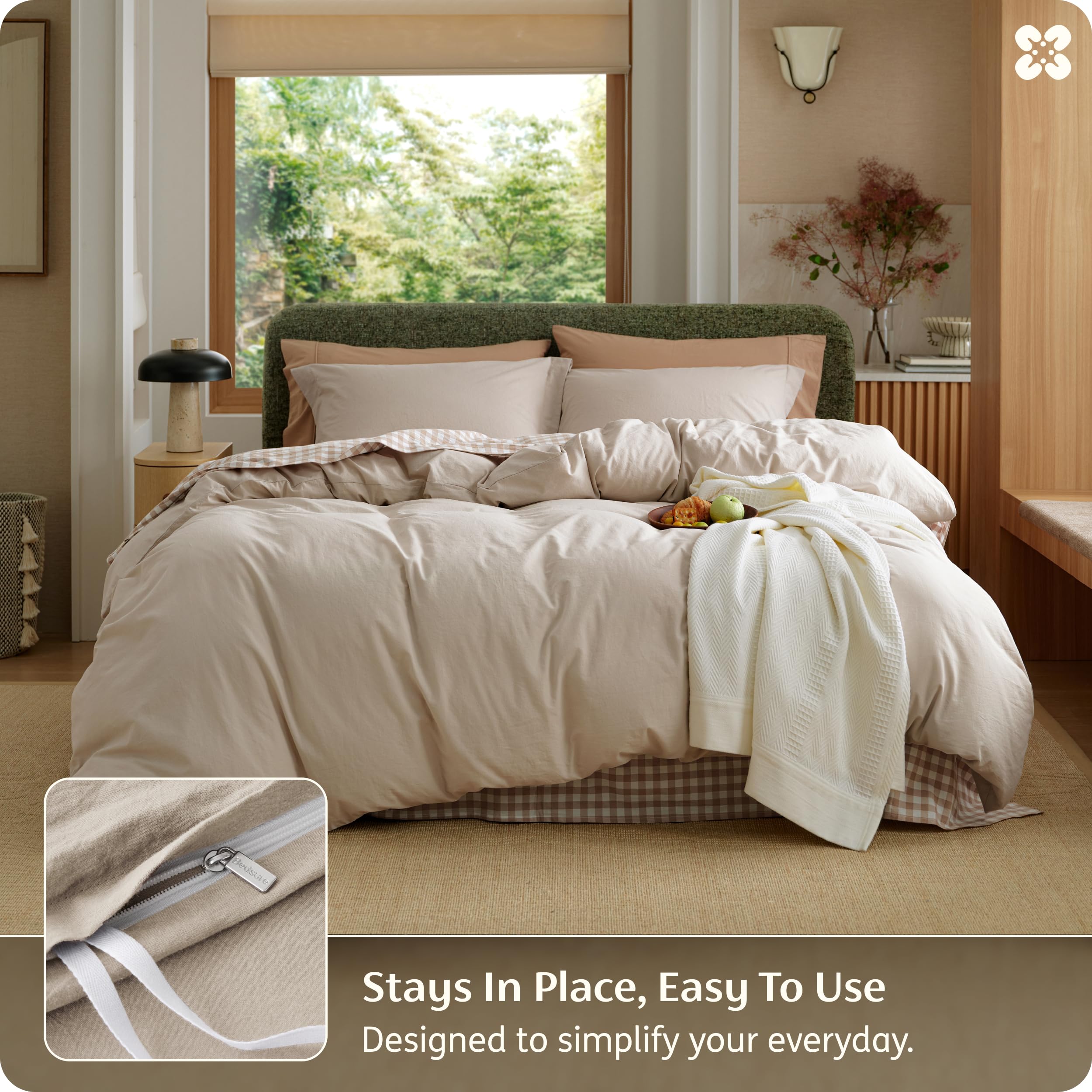 Amazon.com: Bedsure 100% Washed Cotton Duvet Cover Full Size  NEW Bedsure 100% Washed Cotton Duvet Cover Full Size - Linen Color Minimalist main image 1