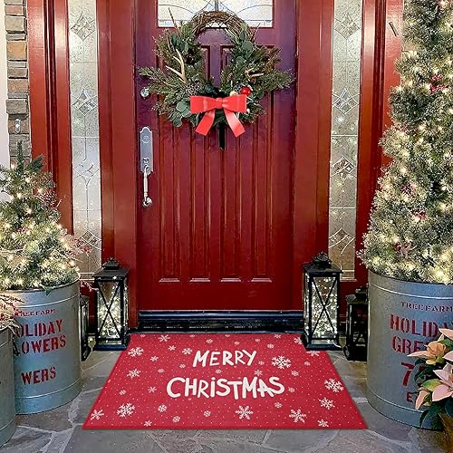Miniatura 8 de CAROMIO Tapete decorativo de Navidad para puerta delantera, tapete de bienvenida lavable, tapete antideslizante para interiores y exteriores, tapete