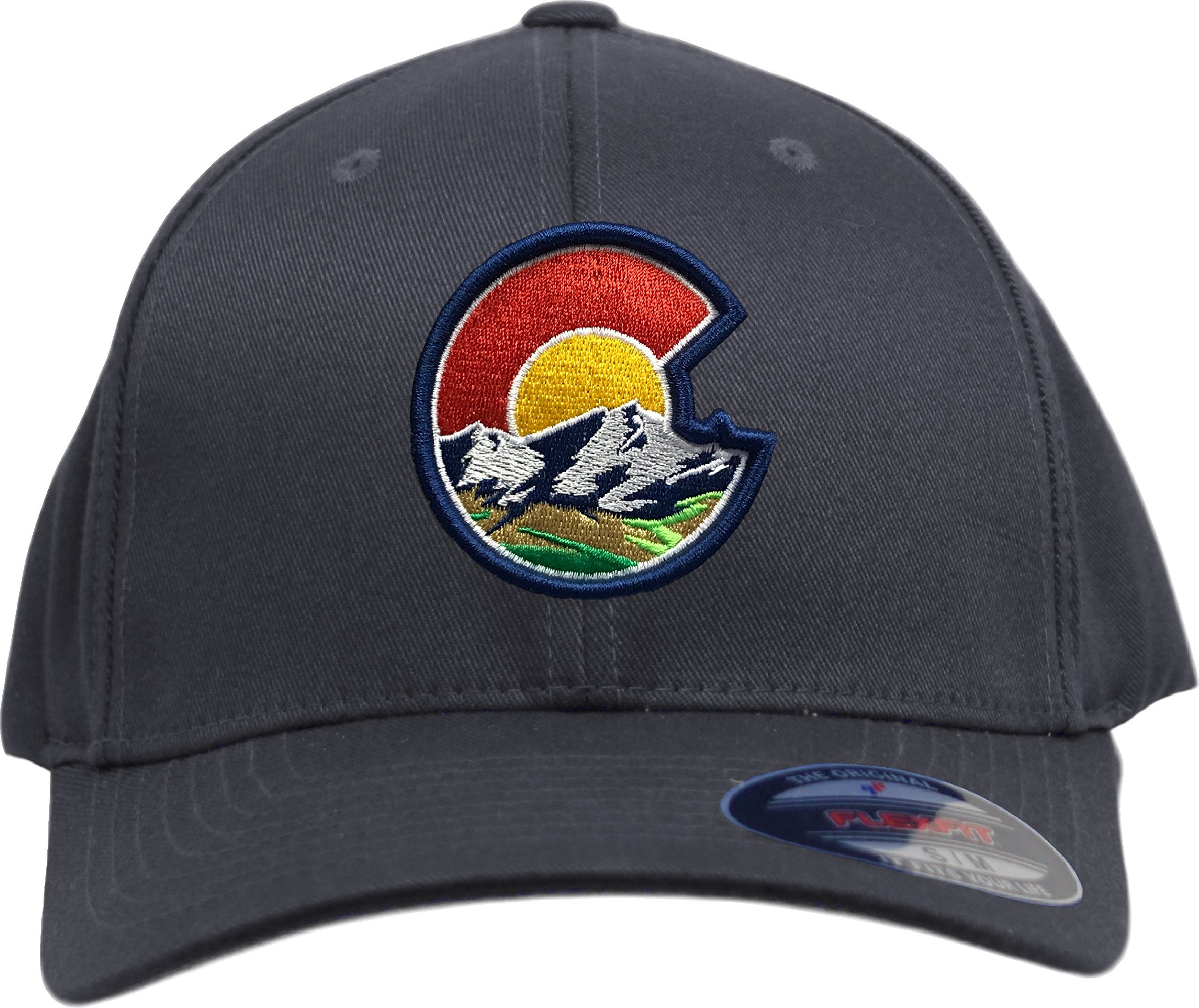 UNAMEIT Colorado Flag C Nature Flexfit 6277 Hat (S/M, Dark Navy)