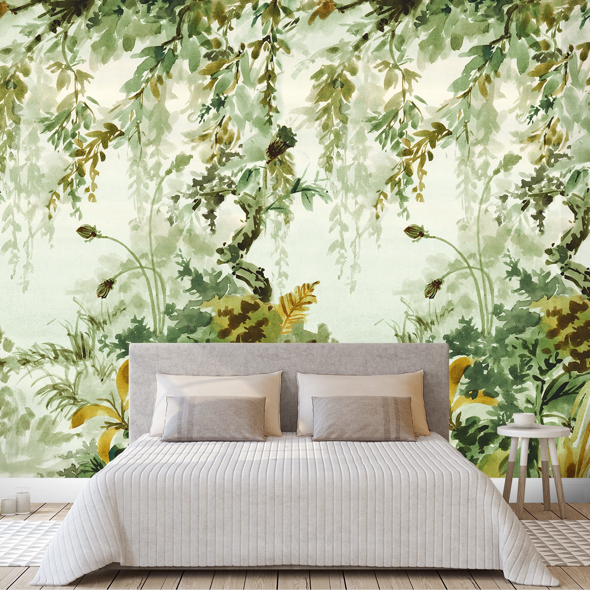 Grandeco - Naive Jungle Green Wall Mural - 3 Lane