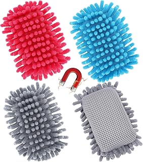 4 Pcs Magnetic Microfiber Shag Whiteboard Erasers, Magnetic Dry Erase Board Erasers, Shag Washable Dry Eraser for Markers, Chalk, Home, Classroom Office Supplies (Grey, Blue, Pink)
