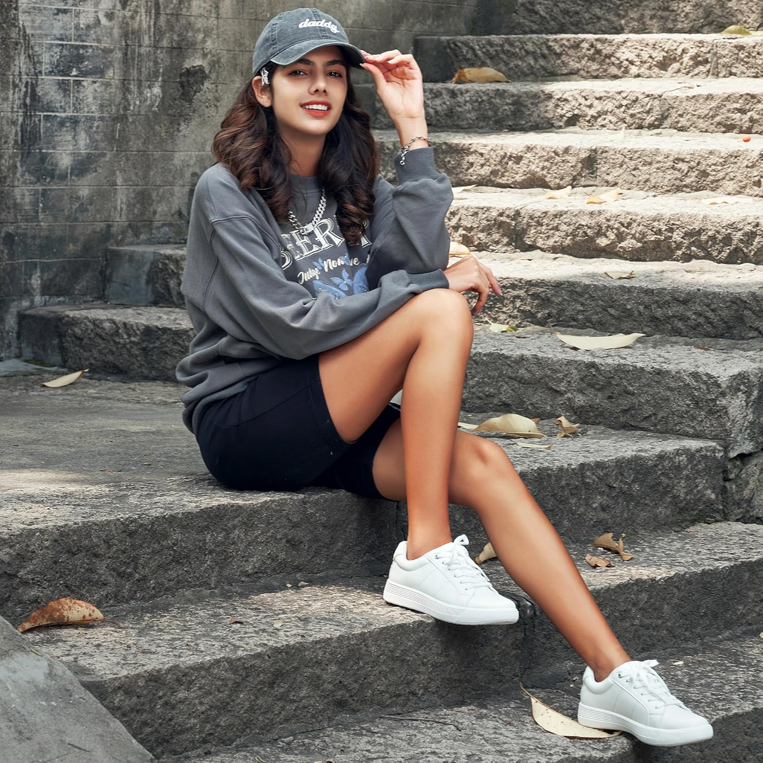 Vepose Women's White Casual Walking Sneakers, Fashion Tennis Low Top Slip On 8013 Shoes - Image 2