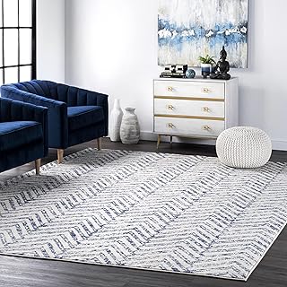 nuLOOM Rosanne - Tapete geométrico, 6 pies 7 pulgadas x 9 pies, azul