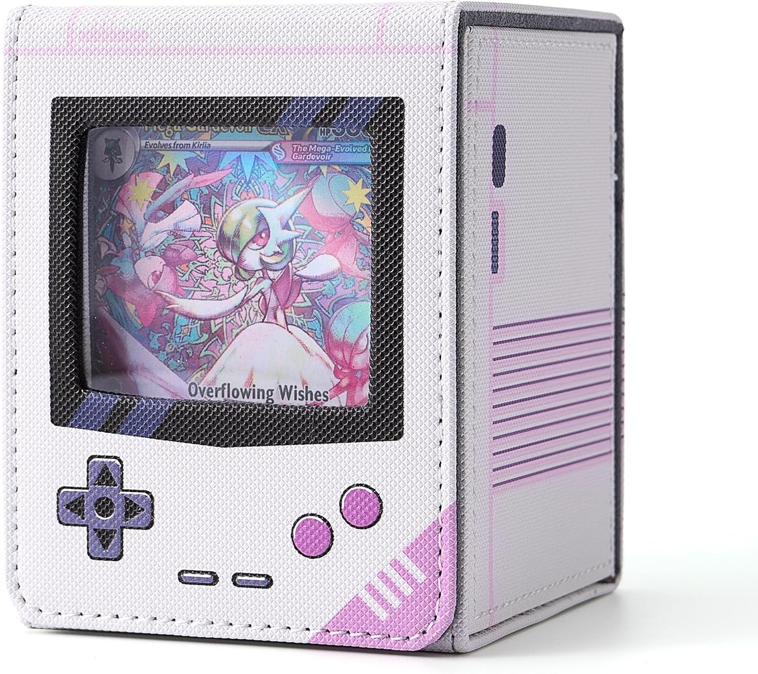 MTG Deck Box with Commander Display, Retro Game Console–Style Deck Case Fit 120 Single Sleeved Cards, PU Leather Magnetic Trading Card Storage Box with 2 Dividers, Compatible with TCG Magic (White)