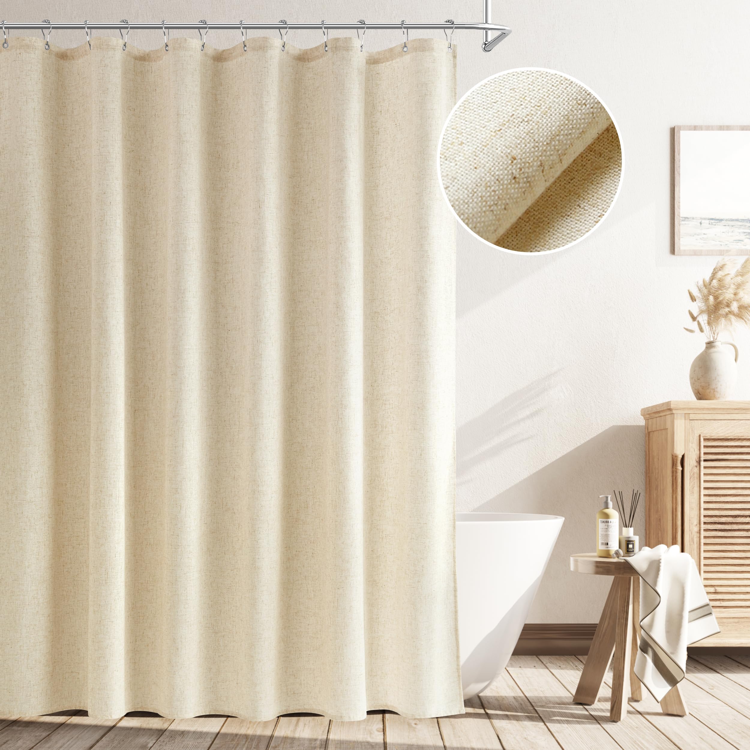 Textured Shower Curtain Awellife 84 Inch Extra Long White Linen Style Shower  Extra Tall Shower Curtains, image size:2500x2500