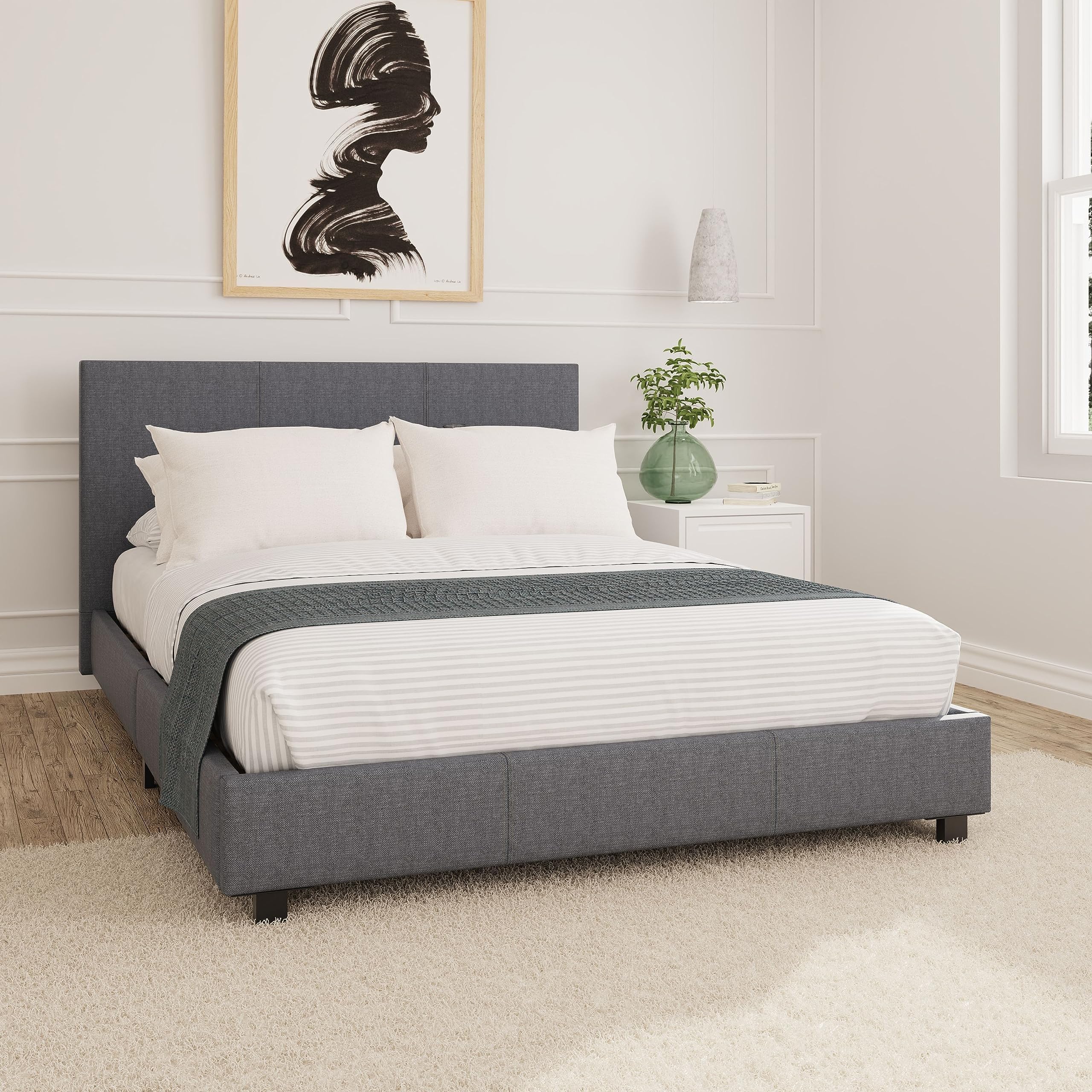 Fox and Gray Single Bed Frame, 3ft Single Bed with Headboard and ...