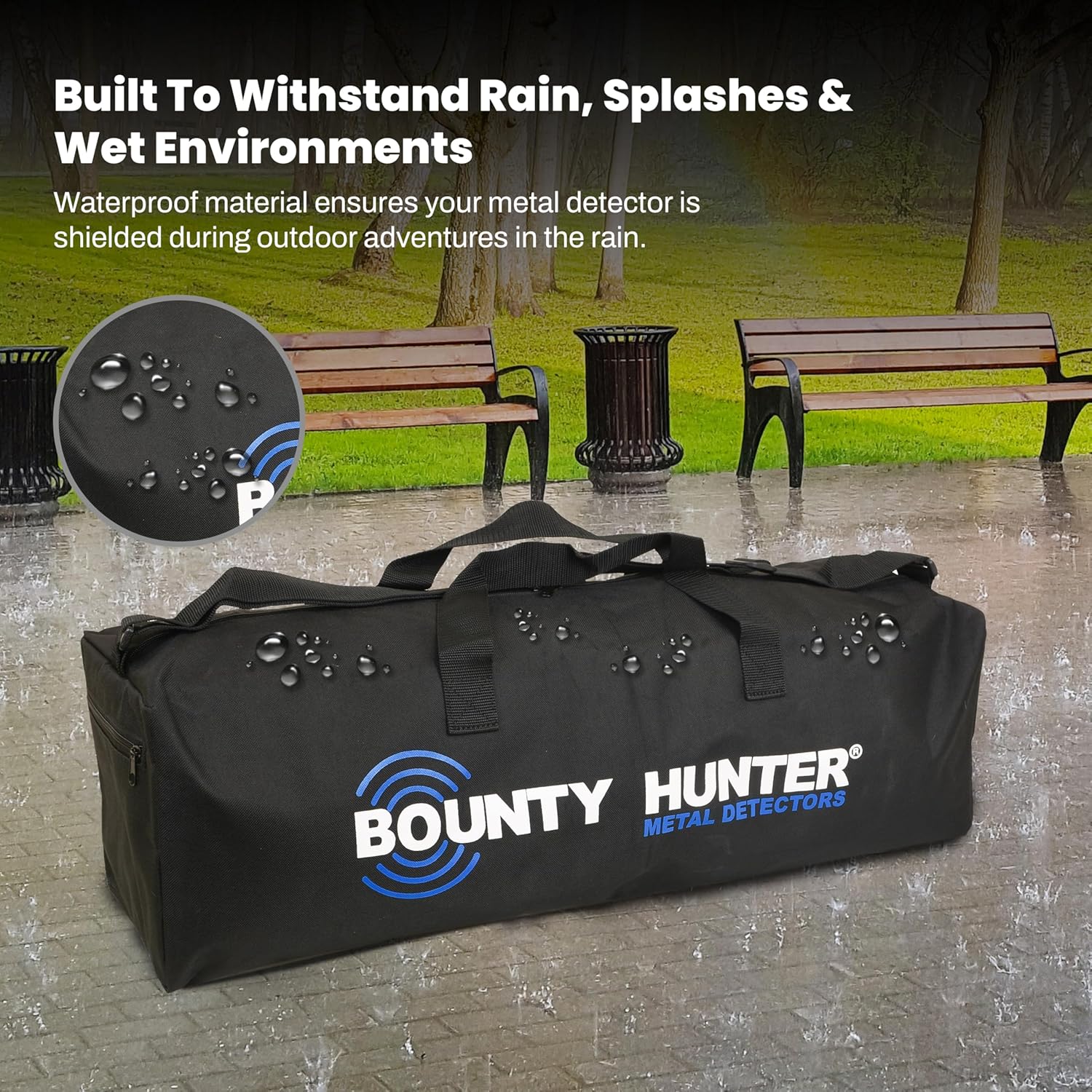 Bounty Hunter Metal Detector Bag – Weather-Resistant Nylon Carrying Case with Accessory Pocket & Handles, Fits S-Rod Models – Durable Storage & Travel Protection – Made in USA