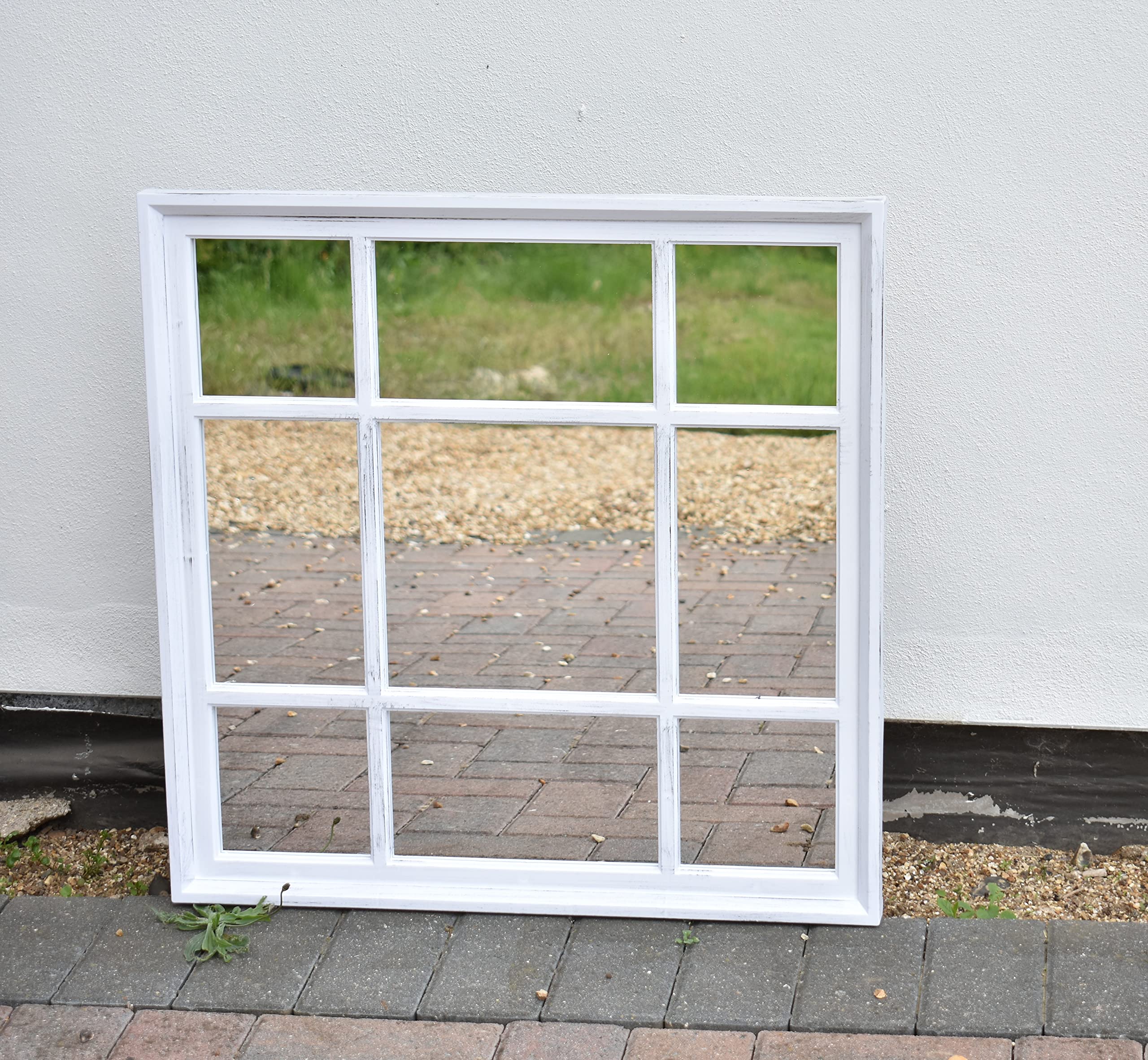 Deenz White New Rustic 61X61cm Square Shape Window Style Wall Mirror Simply Stylish The World's Largest Mirror Collection Of Store
