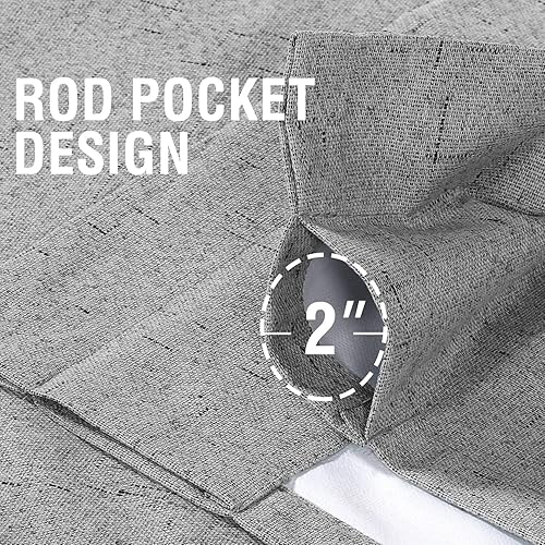 Miniatura 6 de H.VERSAILTEX Cortinas 100% opacas con aspecto de lino de 45 pulgadas de largo para dormitorio, bloqueo de luz completa, bolsillo para barra,
