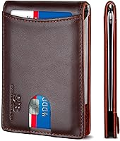 Vista 11 de SERMAN BRANDS RFID Blocking Slim Bifold Genuine Leather Minimalist Front Pocket Wallets for Men with Money Clip Thin Mens