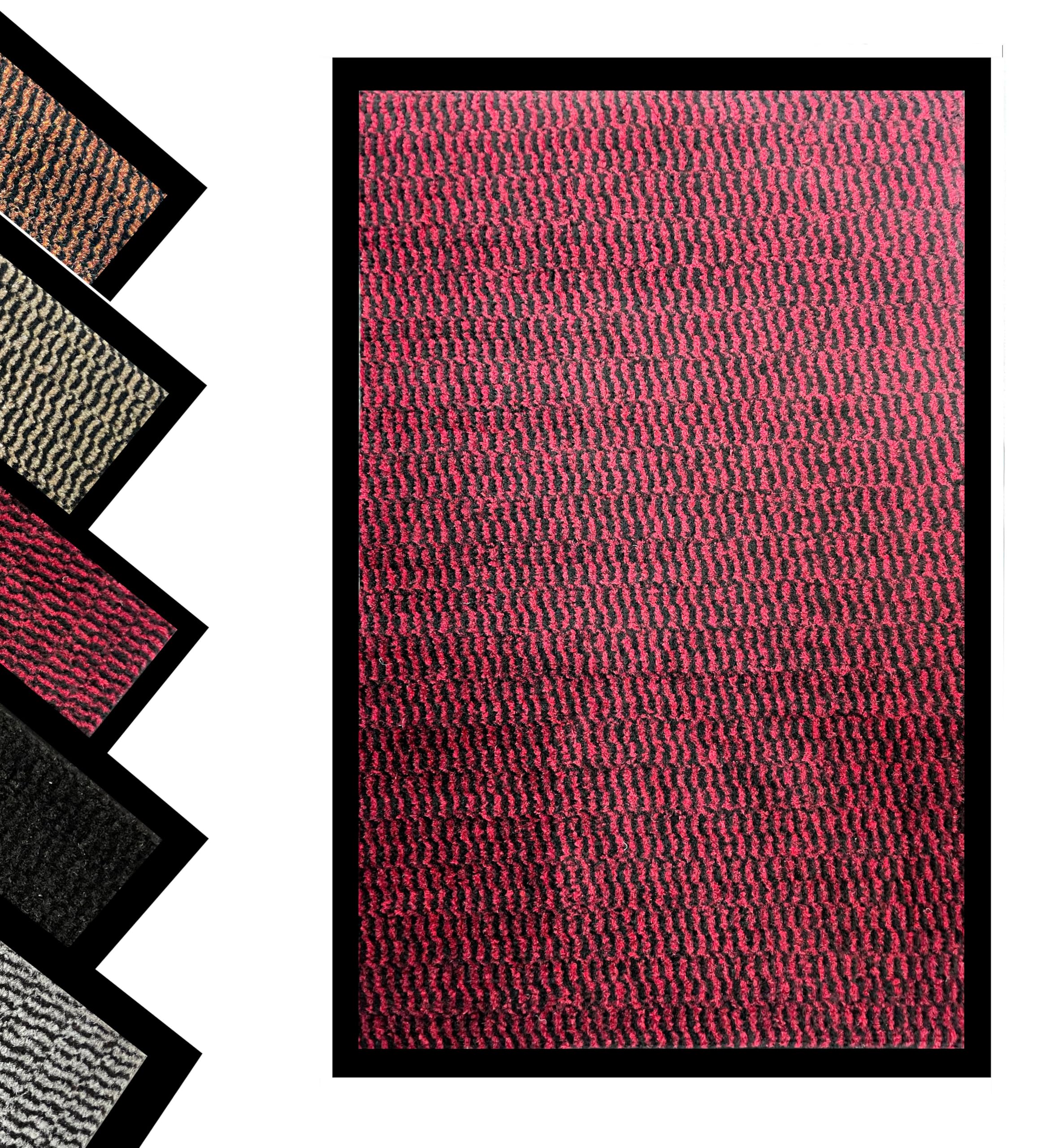 Pagnanno. - Dirt Trapper Door Mat - Indoor/Outdoor non-slip Washable Barrier Door Mat, Heavy Duty Entrance Rug Shoes Scraper, Super Absorbent Front Doormat Carpet (Red, 60x120cm (Pack of 2))