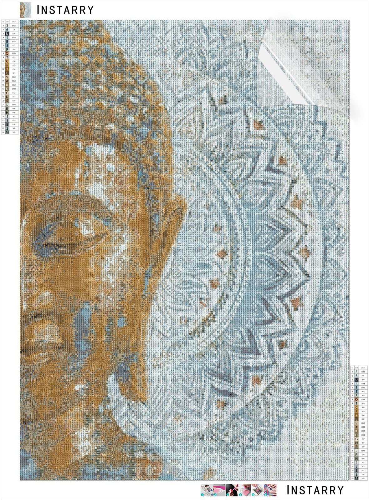Instarry 5D Diamond Painting Grande 60x40 Cm – Ritratto Dorato Del Buddha – Kit Completo Con Tela HD E Diamanti Rotondi