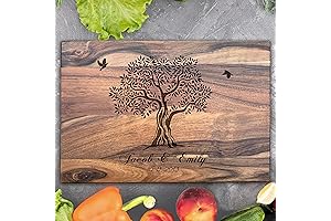 Custom Engraved Family Olive Tree Personalized Walnut Cutting Board