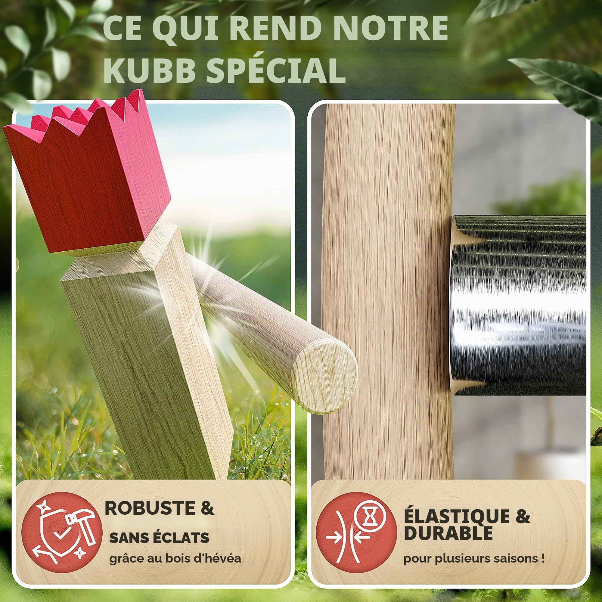 Jeu de Lancer Kubb Viking Original [vainqueur du Test] avec Sac de Transport et Instructions de Jeu | Échecs suédois en Bois d'hévéa FSC | Jeu Viking XL Robuste pour Une Utilisation en ext