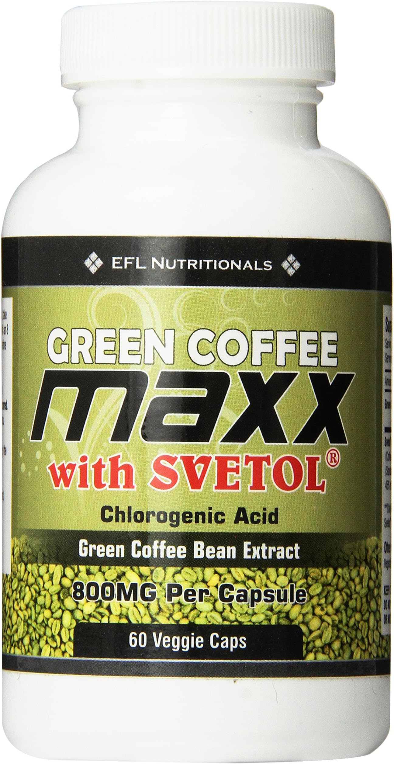 Green Coffee Maxx with Svetol® 800mg Per Capsule 30 Day Supply 60 Count Vegicaps No Fillers