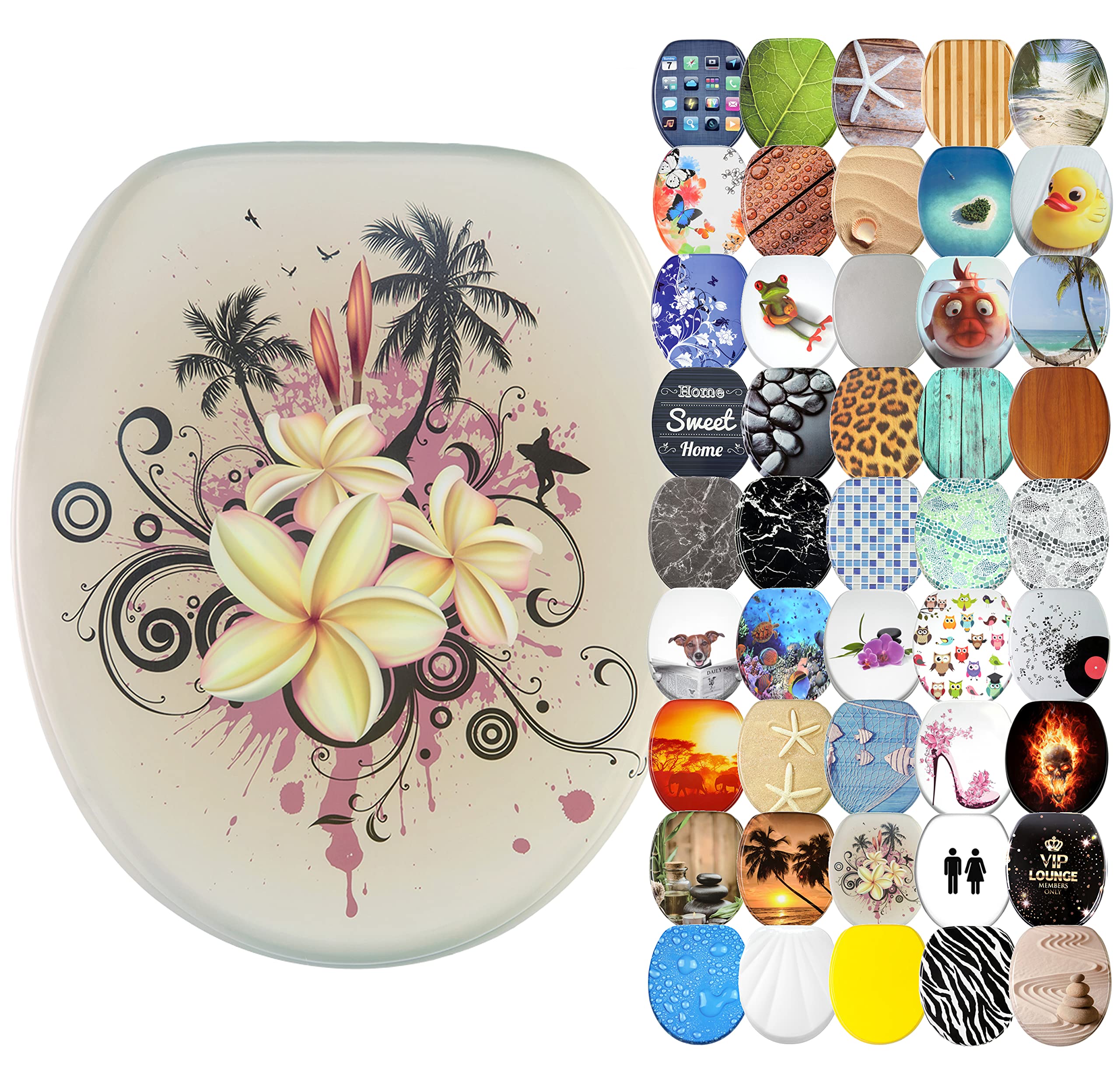 Sanilo Soft Close Toilet Seat, Wide Choice of New Toilet Seats, Stable Hinges, Easy to Mount (Tropical) — image 1