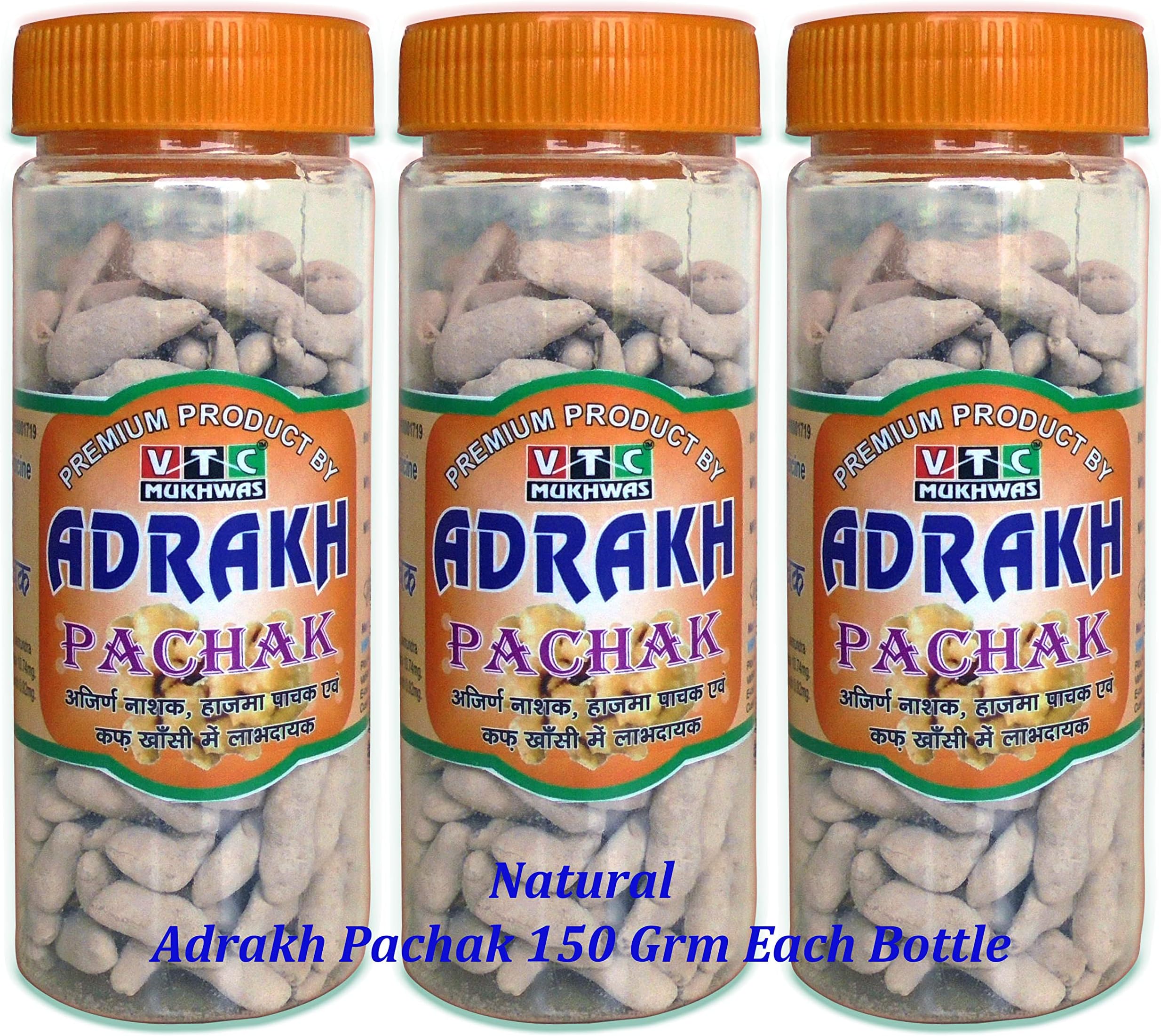 VTC MUKHWAS Adrak Pachak Slice 450gm Ginger Candy, Chatpata Pachak Churan, Digestive Ginger Dry Ginger Pack of 3