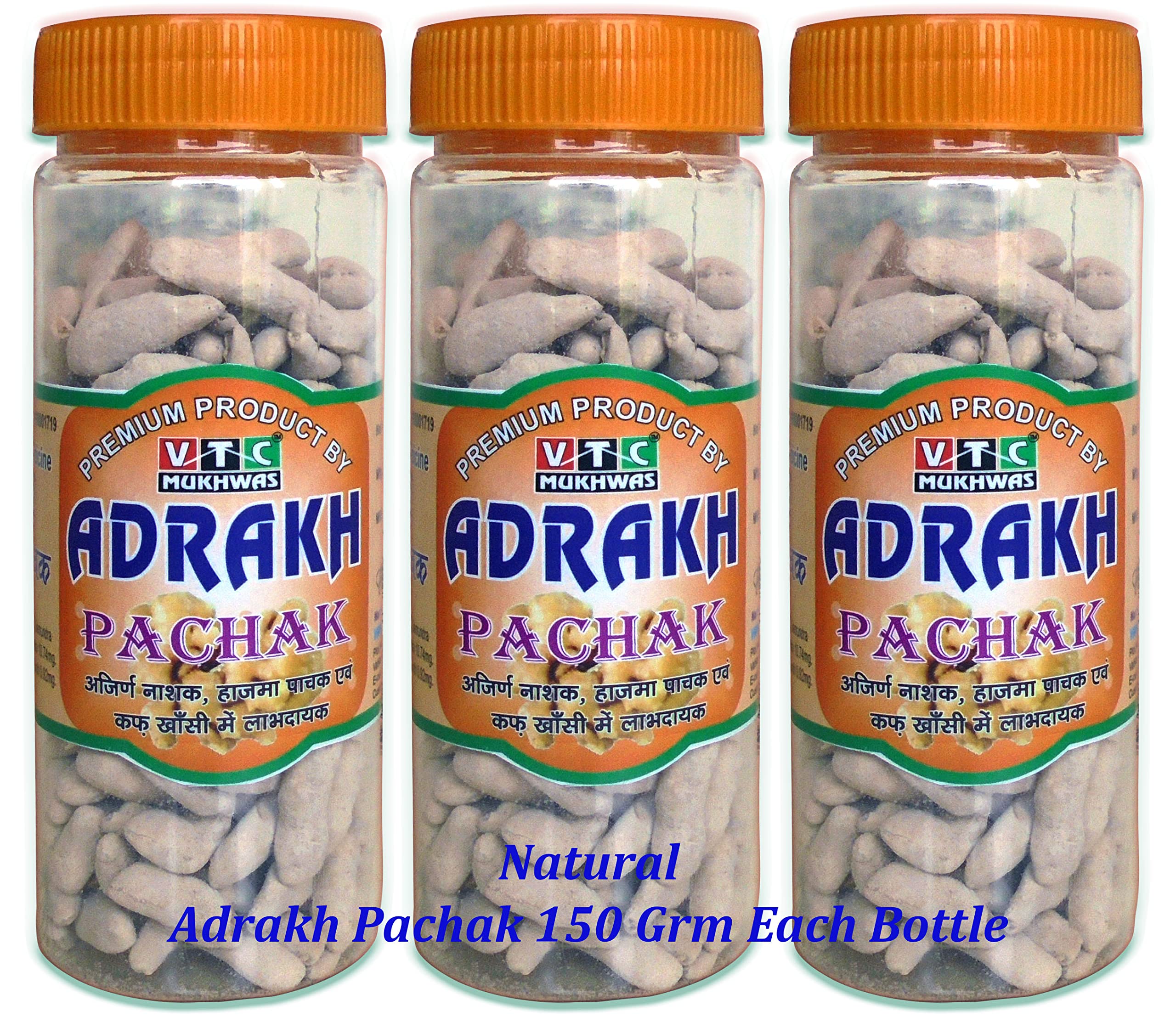 VTC MUKHWAS Adrak Pachak Slice 450gm Ginger Candy, Chatpata Pachak Churan, Digestive Ginger Dry Ginger Pack of 3