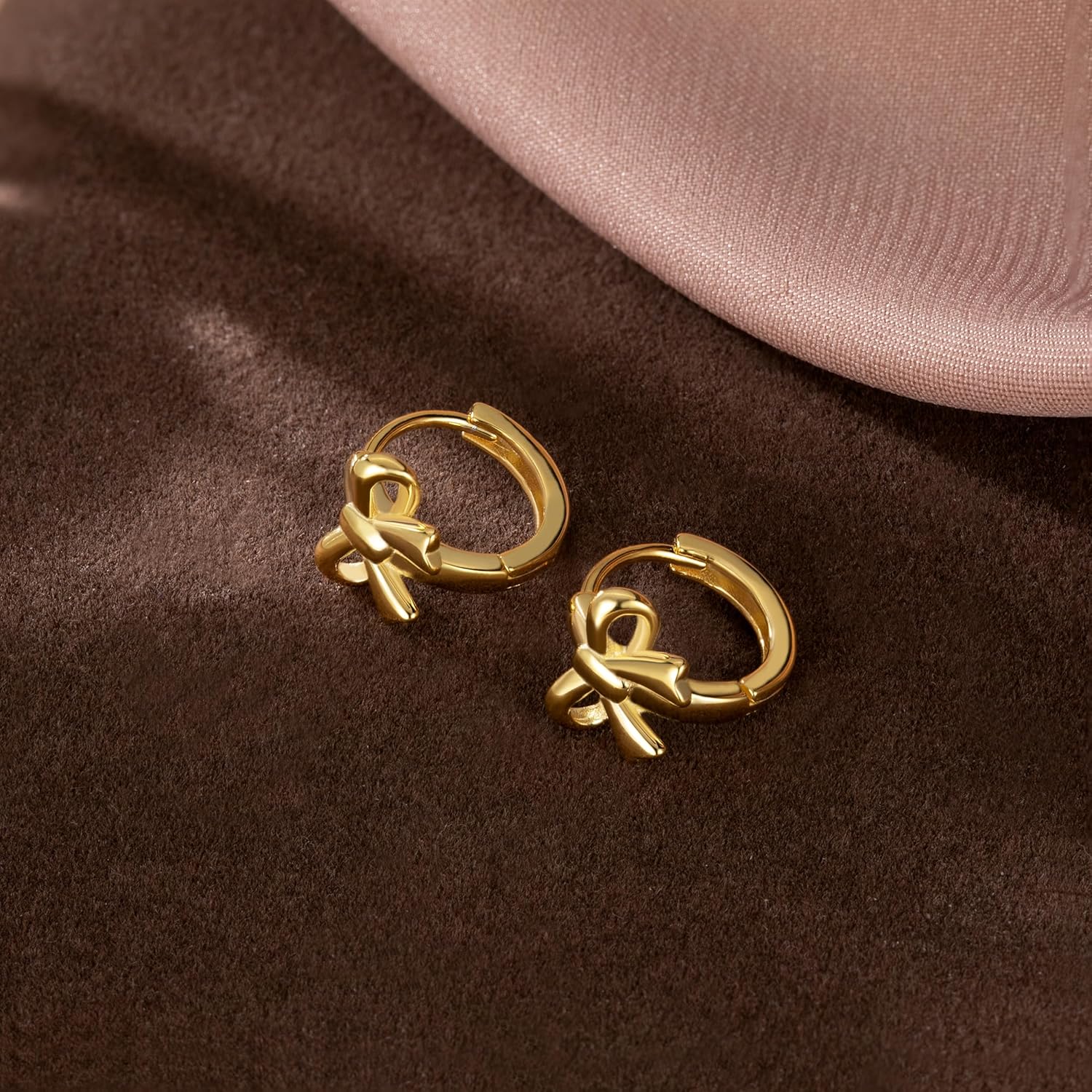 Reffeer Solid 925 Sterling Silver Small Bow Hoop Earrings Huggie for Women Teens Bowknot Huggie Earrings - Image 5