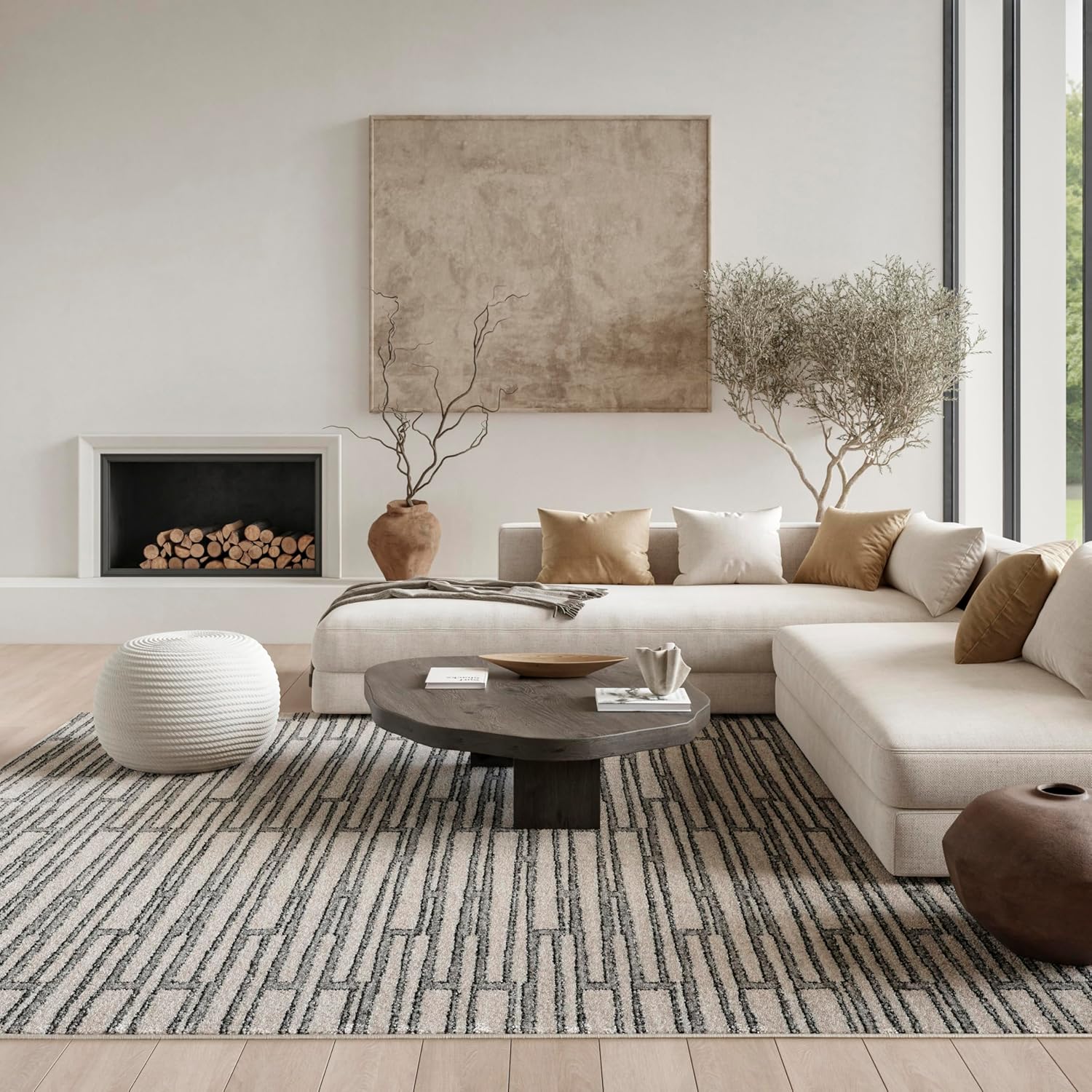 Nourison Home Nordic Ivory Grey 2' x 6' Area Rug - Easy Clean, Non Shedding, Bed Room, Living Room, Dining Room, Kitchen (6' Runner)