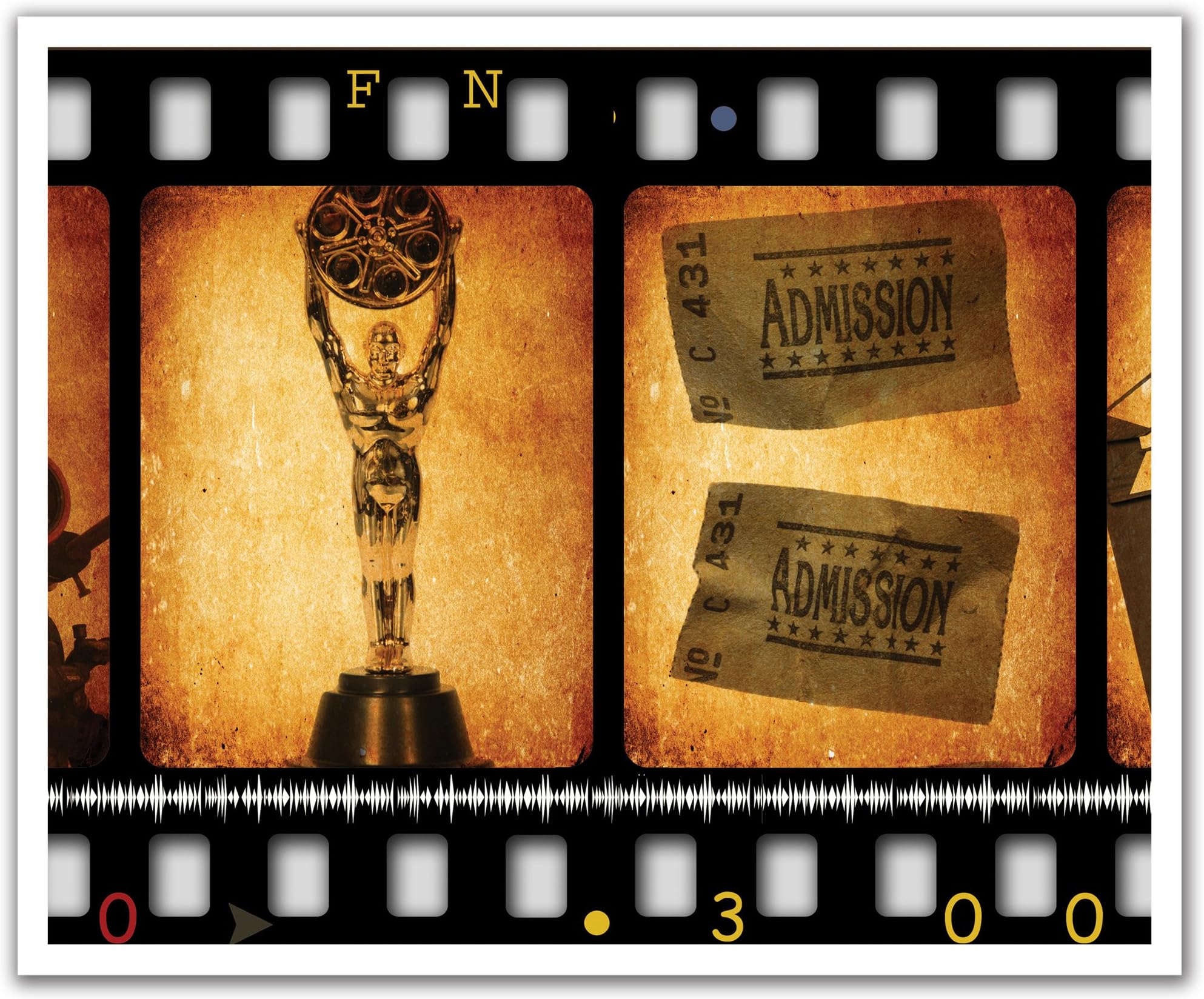 JP London Peel and Stick Removable Wall Decal Sticker Mural, Retro Filmstrip Hollywood, 24 by 19.75-Inch