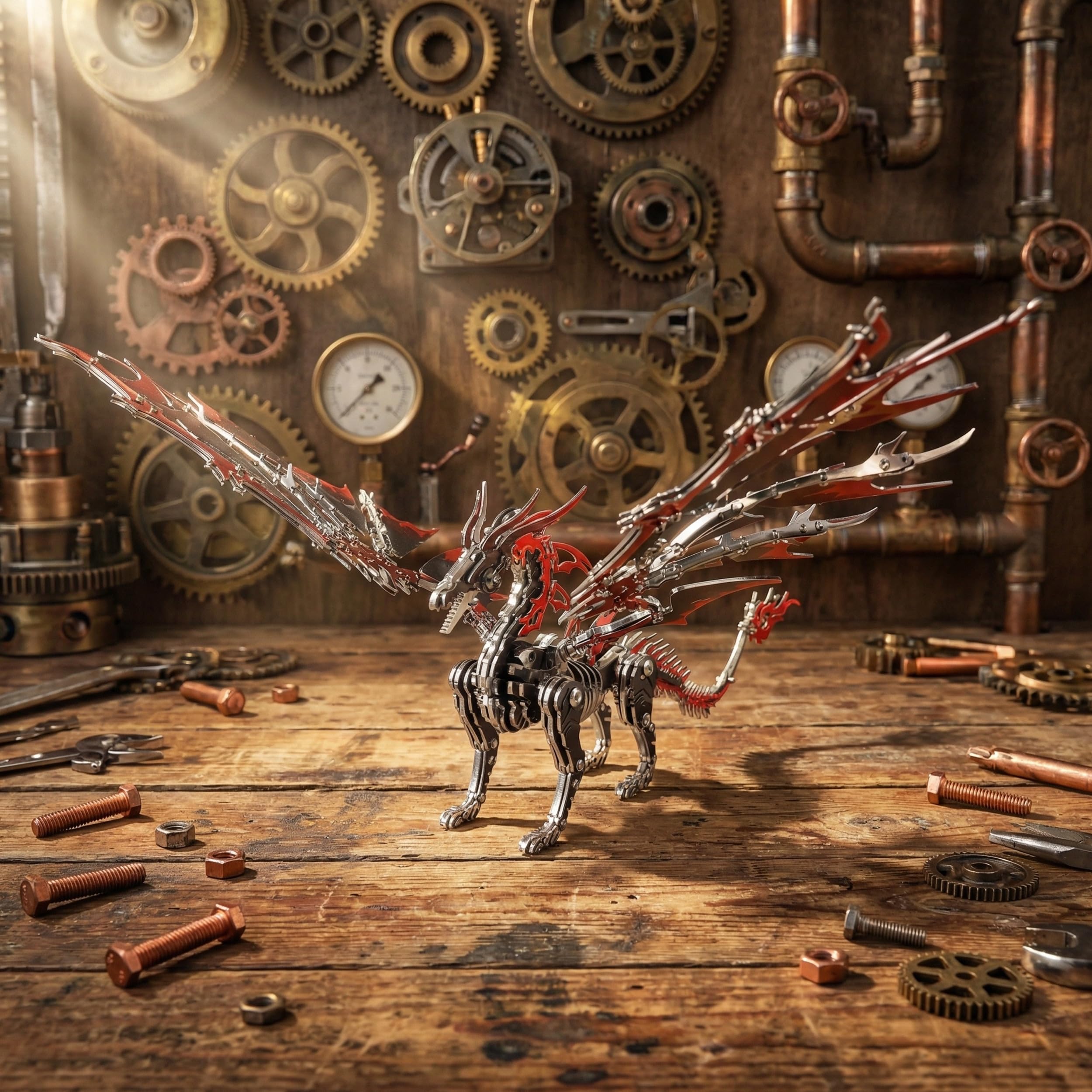 Ognisty smok 3D metalowe puzzle dla dorosłych, mechaniczny czarny i czerwony smok metalowy zestaw modeli budowlanych, trudne puzzle dla mężczyzn i fanów fantazji, wyjątkowy prezent
