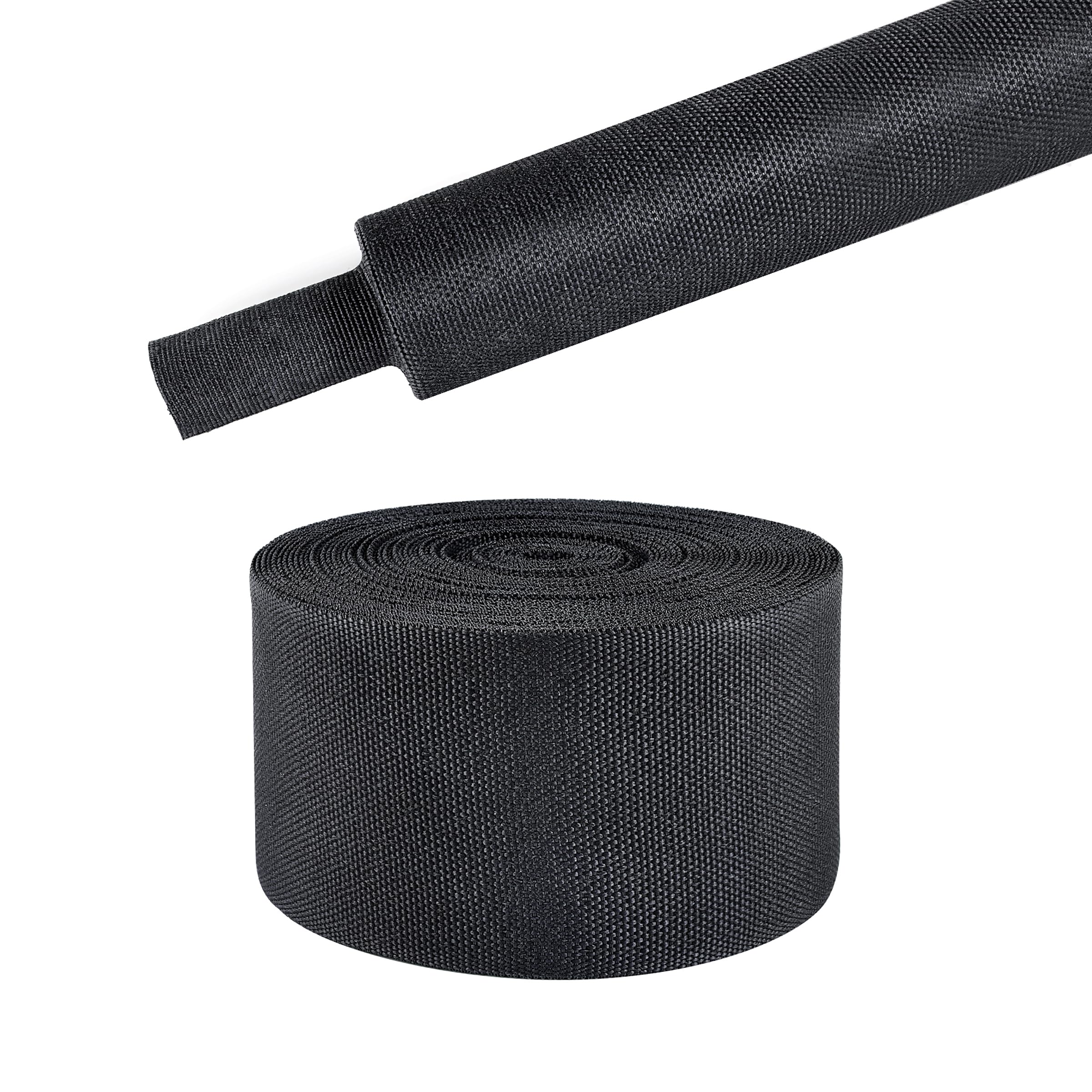 Manicotto intrecciato termorestringente nero 2:1, resistente all'usura, in tessuto piatto e termorestringente, per cavi auto, protezione per cavi e tubi (5,8 m - 5,8 m)