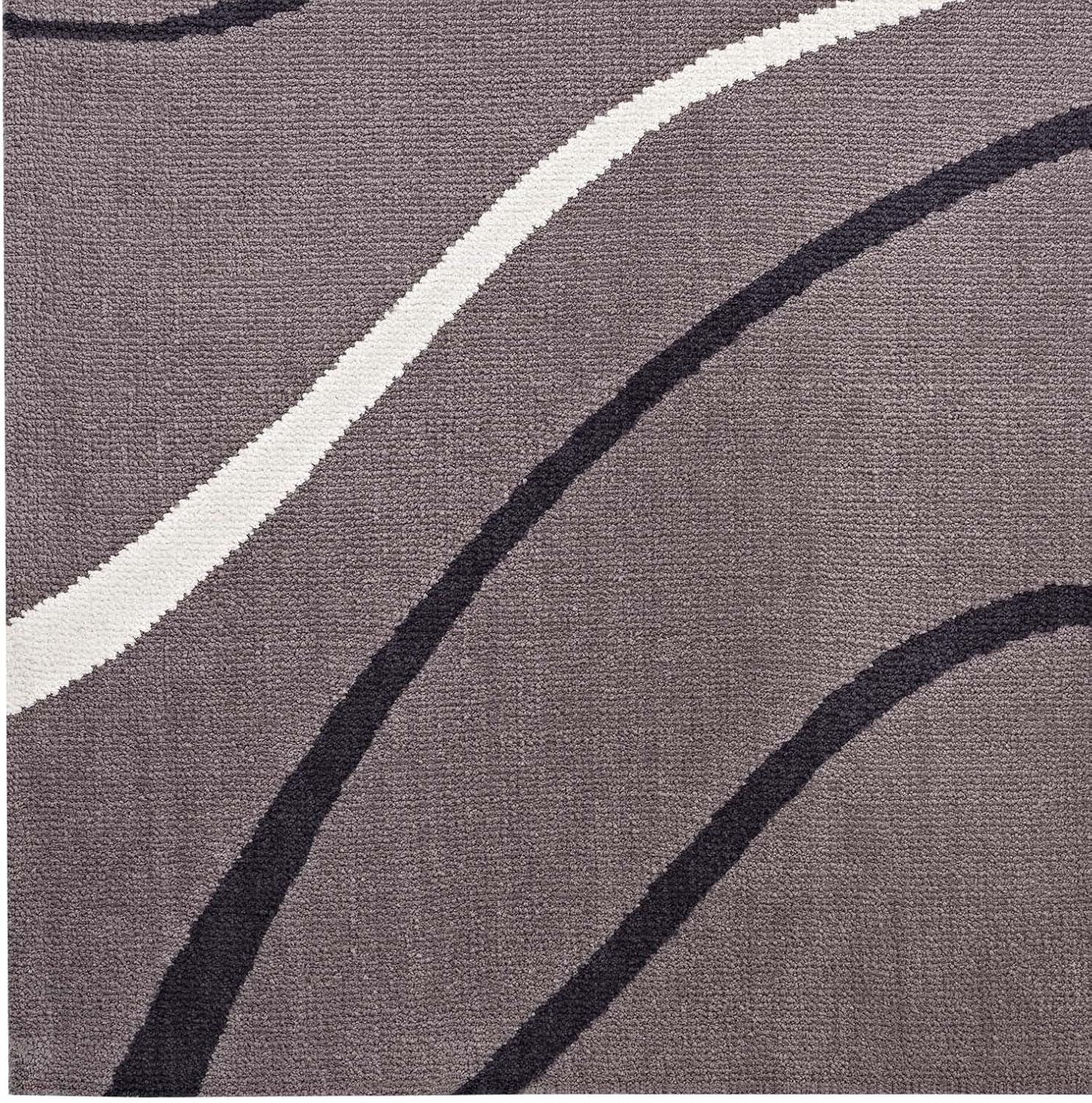 Modway Therese Abstract Swirl 5x8 Area Rug Contemporary Design in Charcoal, Black and Ivory