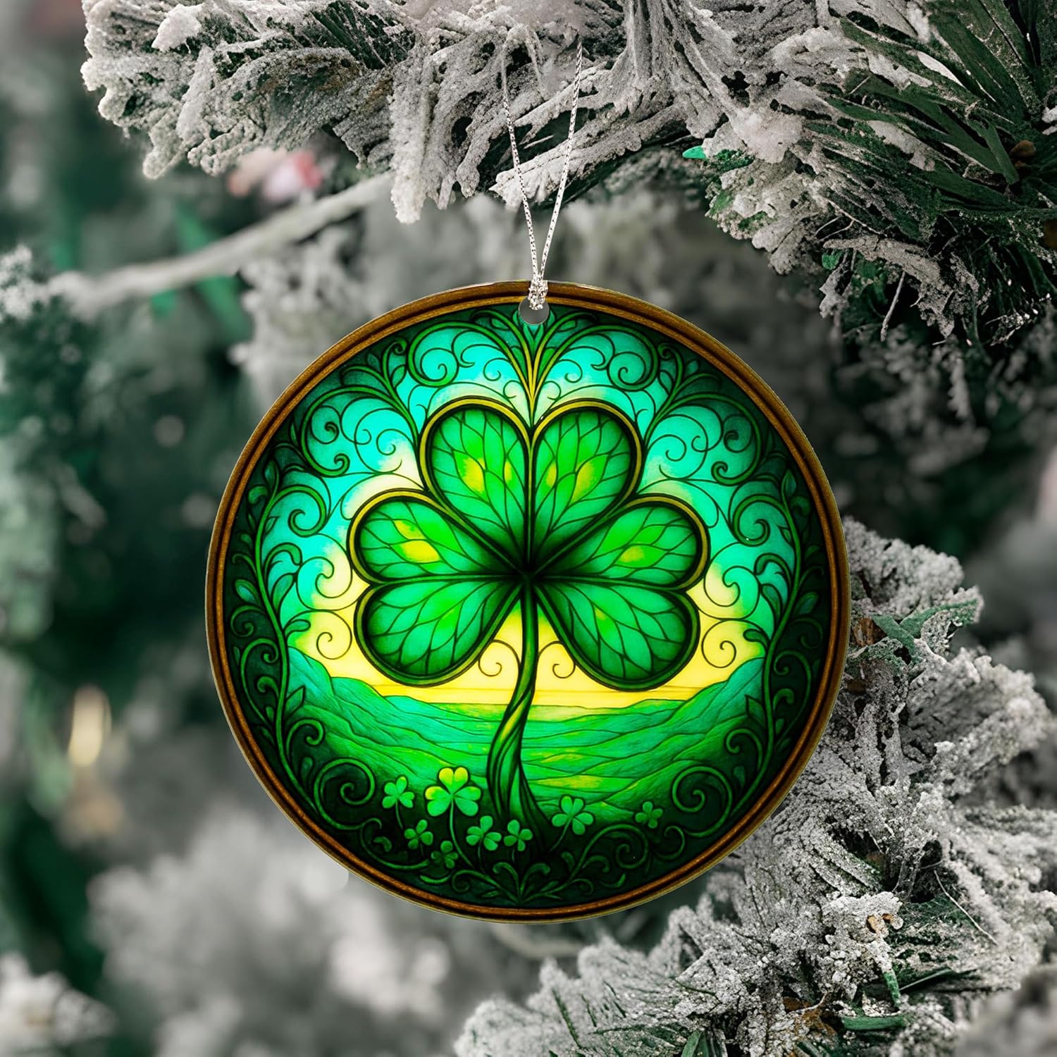 St Patricks Day Decor, Lucky Shamrock Suncatcher Hanging Decor for Window Car Tree, Green Shamrock Ornaments Decorations, Irish Gifts for Women Friends Family, Irish Decor, Christmas Ornaments - Image 3