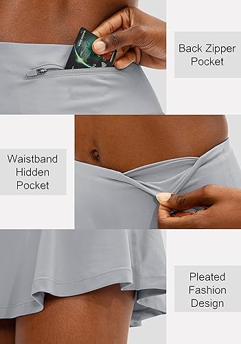 Vista 94 de SANTINY - Falda de tenis plisada para mujer, con 4 bolsillos, falda pantalón atlética con cintura alta, casual, para golf, correr Negro