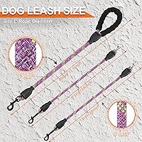 Vista 6 de Correa doble para perro para dos perros, desmontable giratoria de 360°, correa sin enredos con tiras reflectantes para caminar y entrenar perros