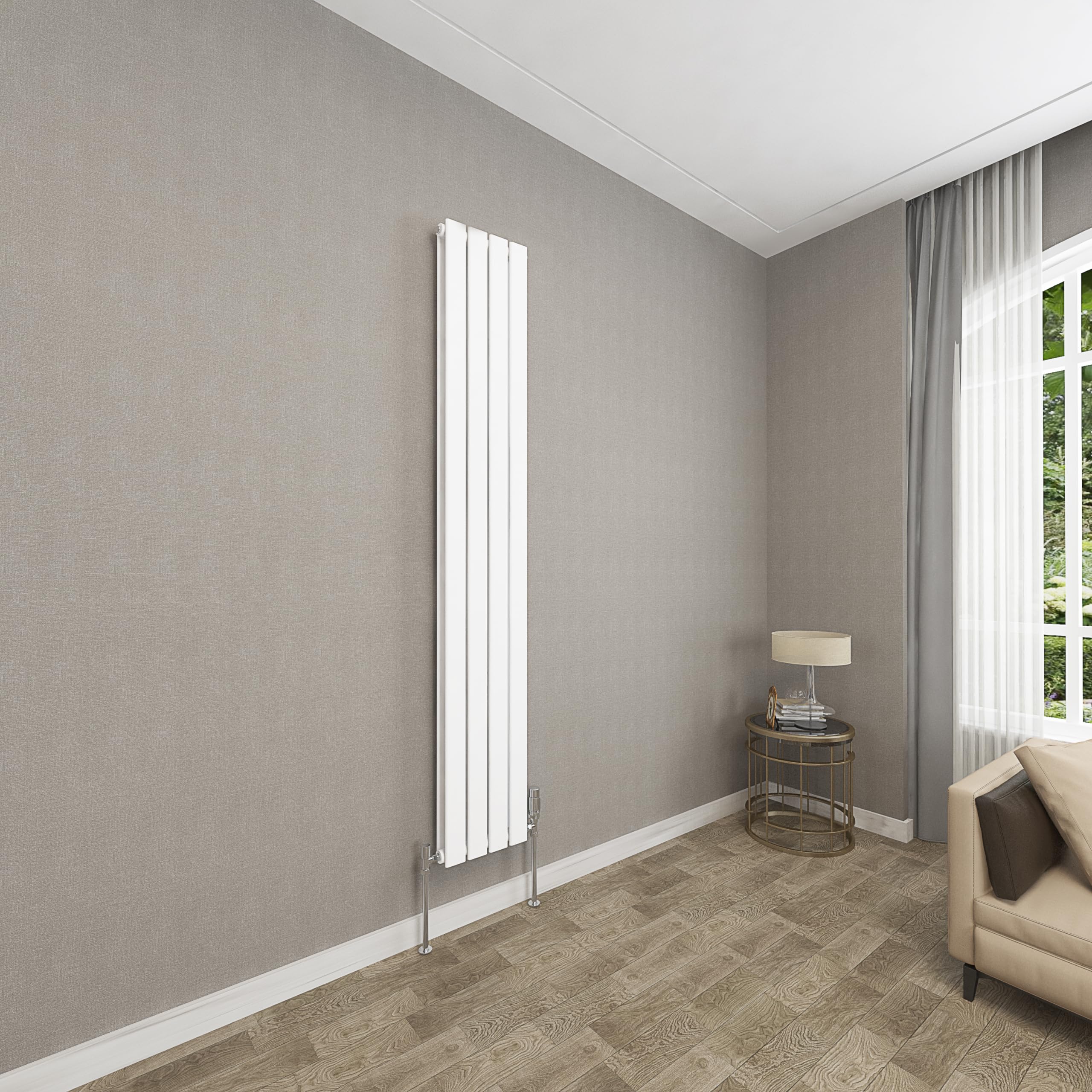 Sky bathroom | 1800x272mm Vertical Designer Radiators White Flat Panel Double Panel Central Heating Radiator