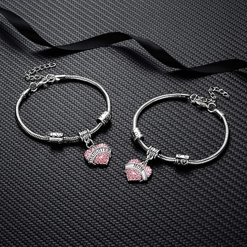 Miniatura 2 de Juego de 2 pulseras de cristal con forma de corazón para madre e hija