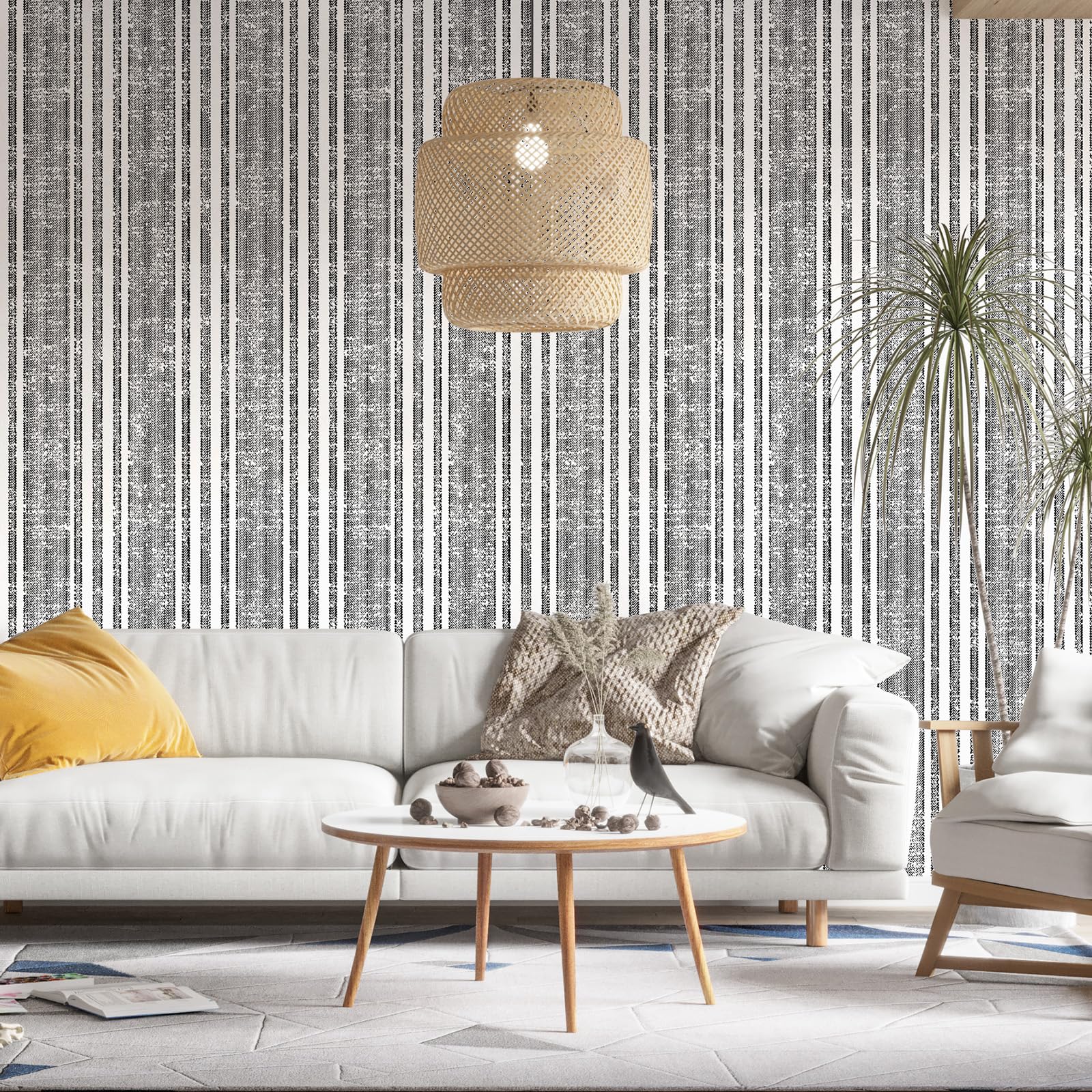 Moderne Tapete zum Abziehen und Aufkleben, Boho-Kontaktpapier, schwarz, gestreift, Vinyl, wasserdicht, für Schlafzimmer, Badezimmer, Wandverkleidung, Schränke, Dekor
