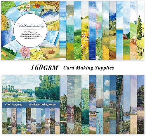 Vista 98 de Papel de manualidades, 24 hojas, 12 diseños, álbumes de recortes, una sola cara de 6 x 6 pulgadas, papel de cartulina, álbumes de recortes, 24