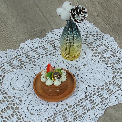 Miniatura 5 de kilofly Juego de 4 manteles individuales hechos a mano de algodón con encaje de ganchillo (juego de 4), color blanco