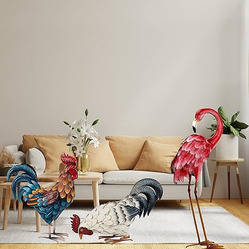 Miniatura 5 de Shorayn Estatuas de gallo de metal, estatuas de jardín al aire libre, decoración de pollo de metal, esculturas y estatuas de jardín, adornos de