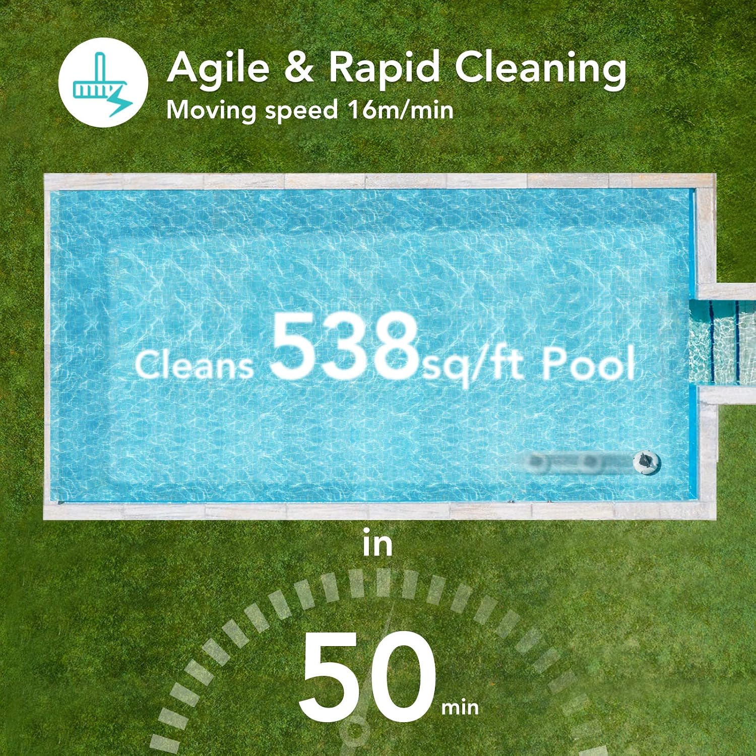 Renewed AIPER SMART Compatible with AIPER, Cordless Automatic Pool Cleaner, Dual Motors, Lightweight, Auto-Dock Robotic Pool Cleaner, Ideal for Above Ground Flat Pool up to 538 Sq.Ft