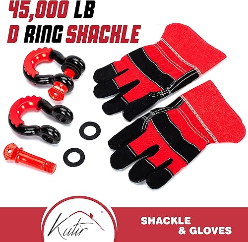 Miniatura 4 de Kutir Kit de correa de remolque de recuperación de 3 pulgadas x 30 pies  35,000 libras de capacidad de resistencia a la rotura para vehículo,
