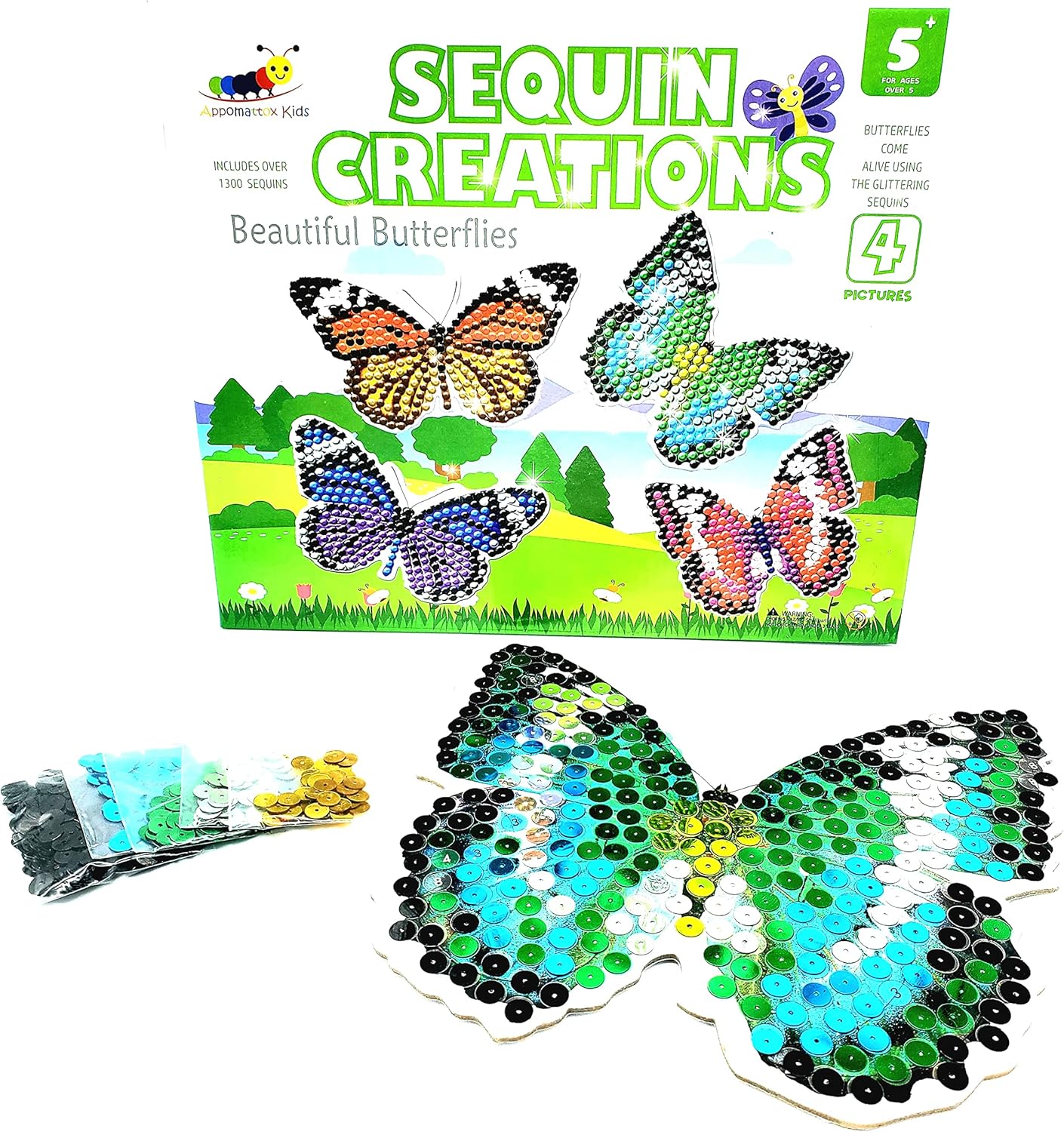 Amazon.co.jp スパンコールバイナンバーアートキット 子供用 楽しいクラフトと教育活動 女の子と男の子のステム学習 (バタフライ