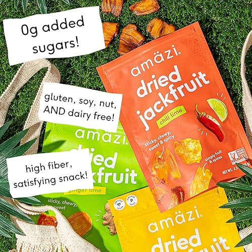 Miniatura 6 de Amäzi Foods  Chili Lime Dried Jackfruit (paquete de 6)  Snacks totalmente naturales  Snacks de frutas secas saludables sin gluten